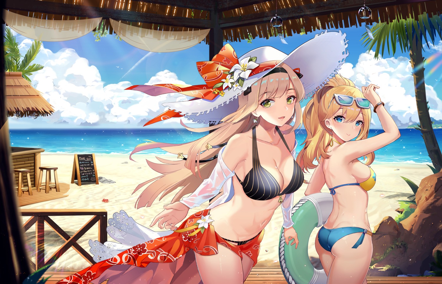 ass bikini cleavage final_gear l.bou megane open_shirt see_through swimsuits