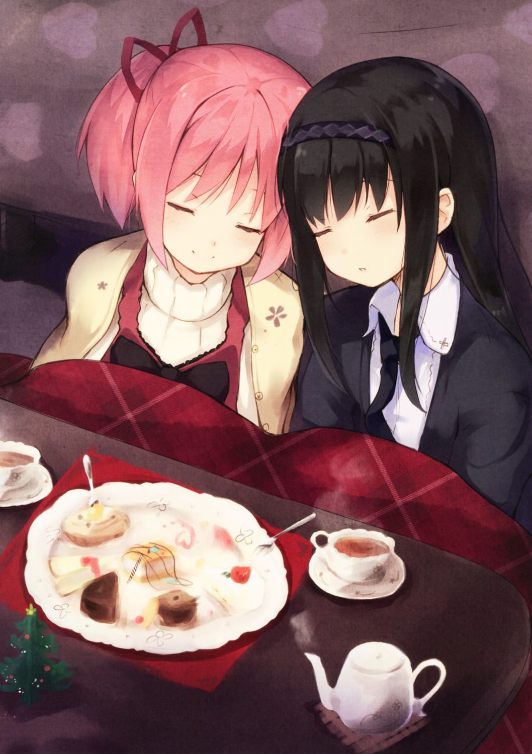 akemi_homura kaname_madoka kyuri puella_magi_madoka_magica sweater yuri