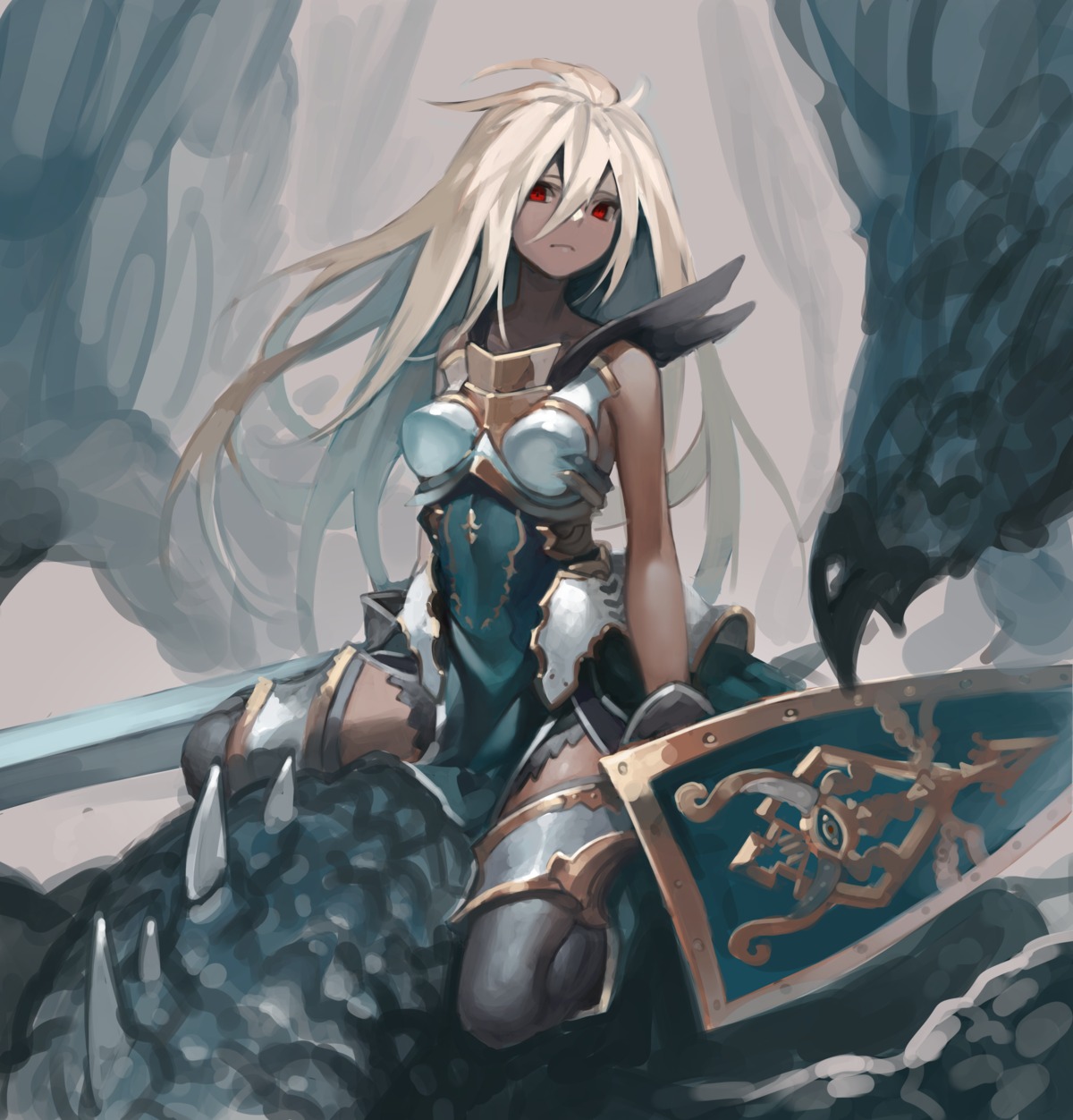 armor azuki_(azuki-taste) granblue_fantasy sword thighhighs zooey_(granblue_fantasy)