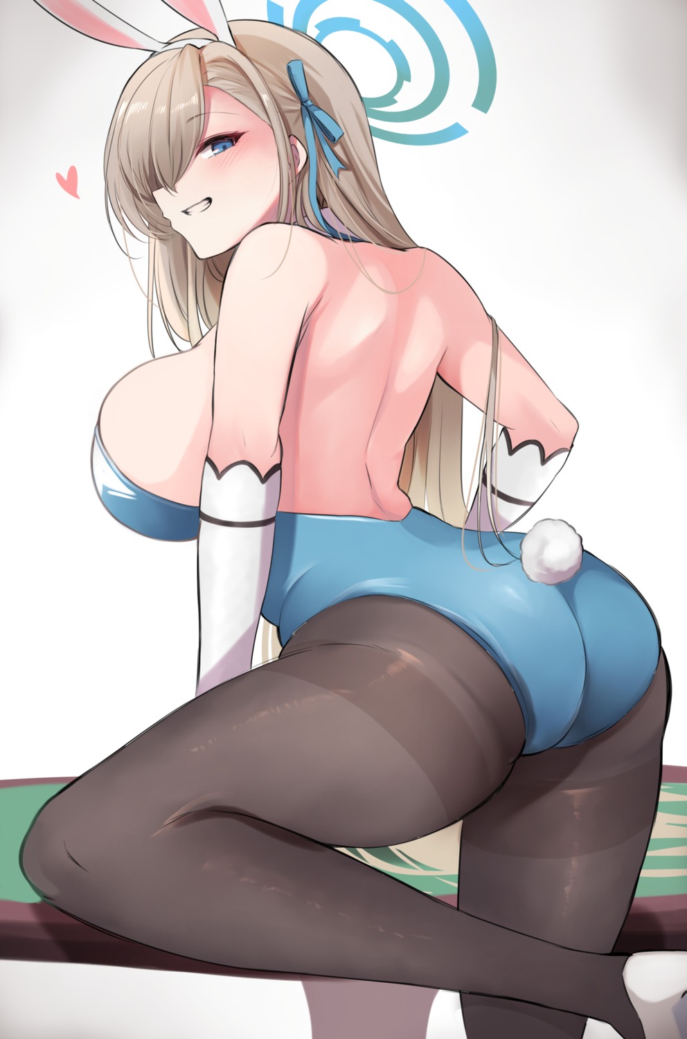 10eki_(tenchou) animal_ears ass blue_archive bunny_ears bunny_girl halo ichinose_asuna no_bra pantyhose tail