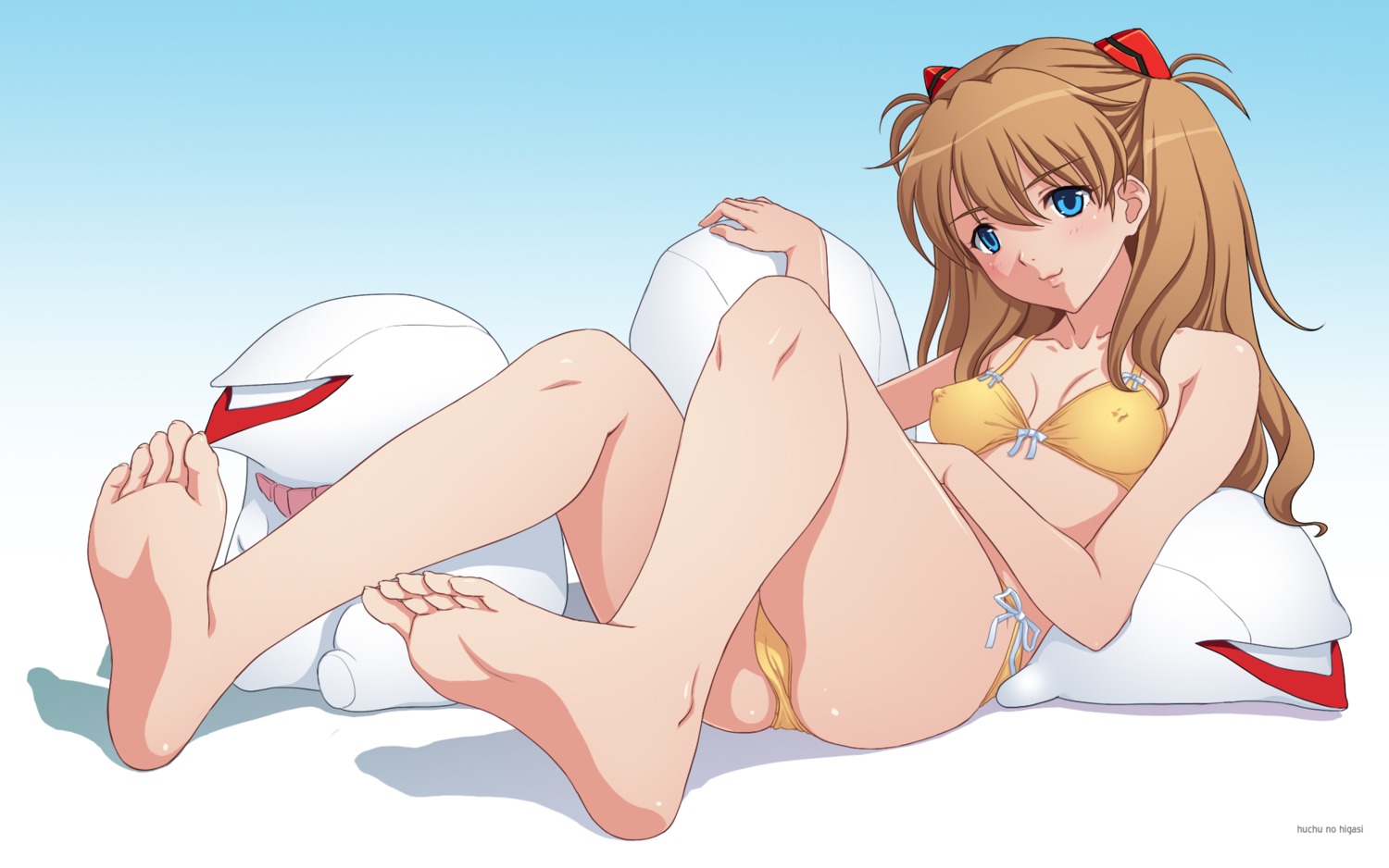 bikini erect_nipples neon_genesis_evangelion souryuu_asuka_langley swimsuits tadano_akira wallpaper