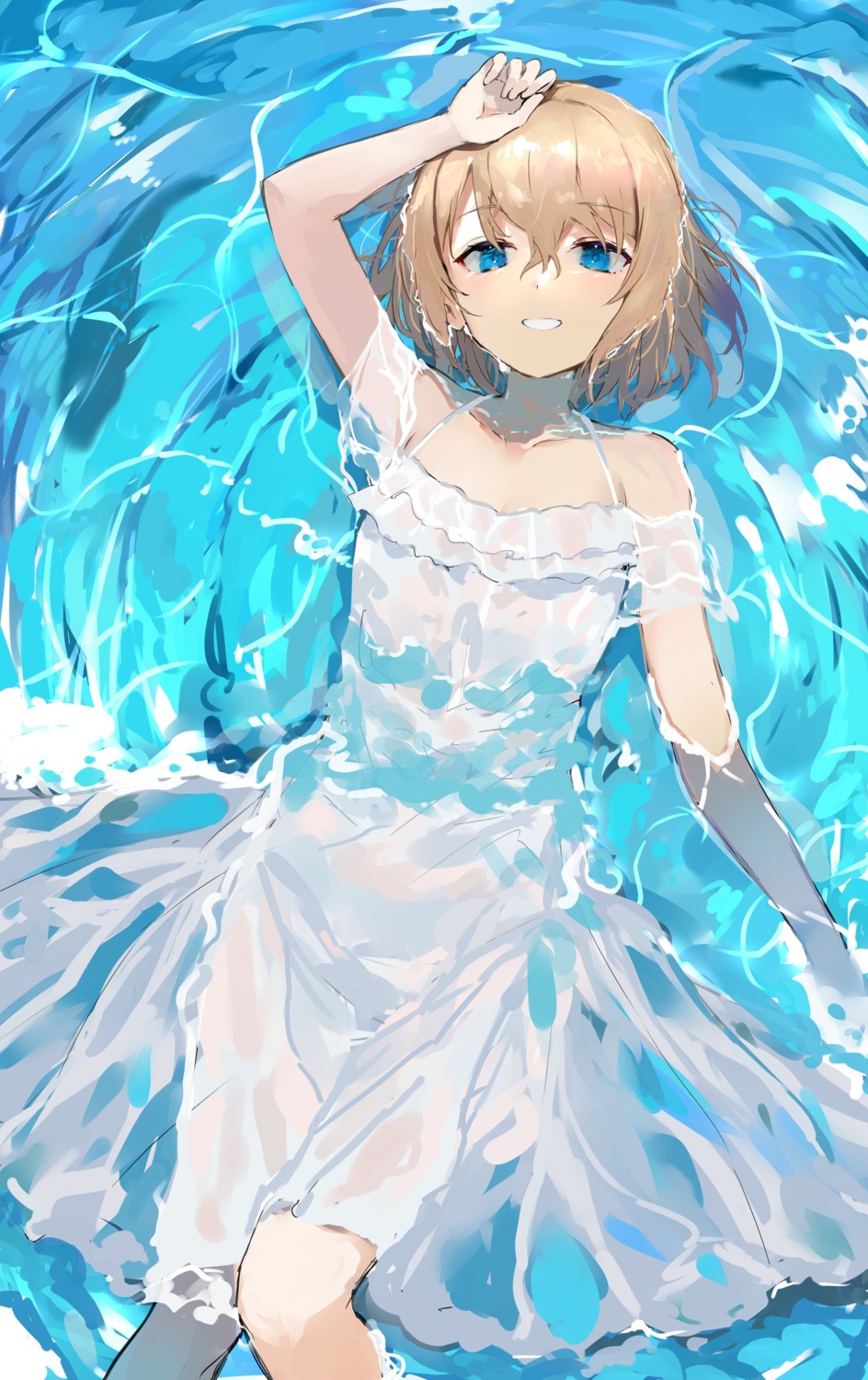 dress ryou_(ponpgo) see_through summer_dress wet wet_clothes