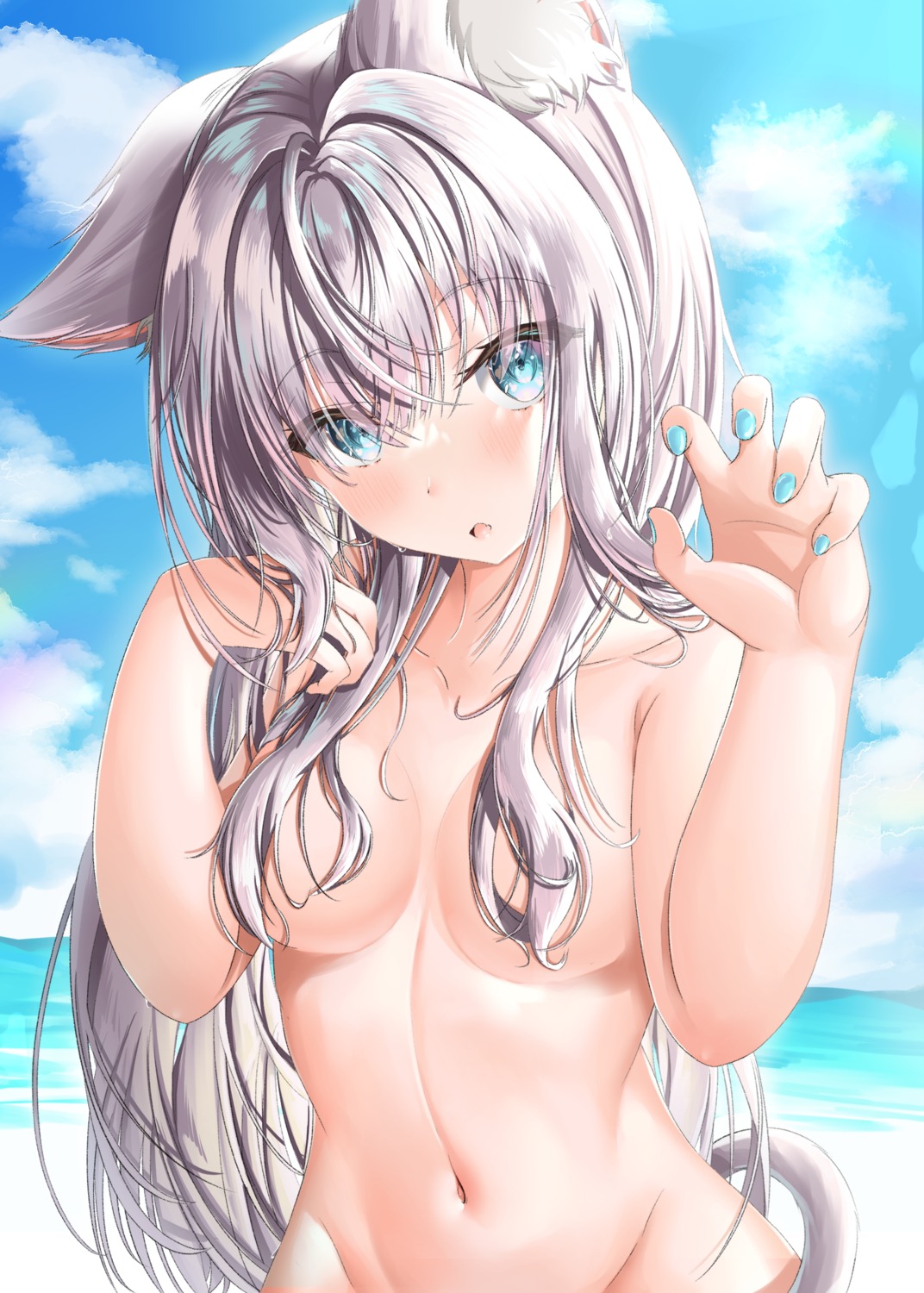 animal_ears nekomimi nekoya_minamo tail topless