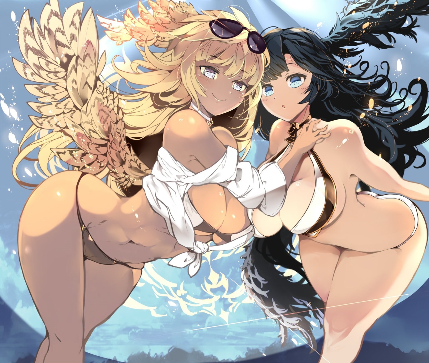 bikini granblue_fantasy megane open_shirt swimsuits venomrobo wings