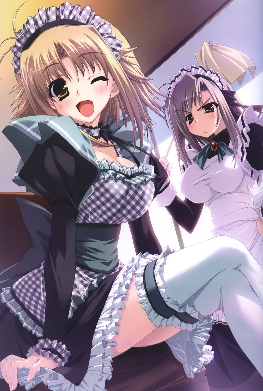 cleavage erect_nipples hino_eriko maid oretachi_ni_tsubasa_wa_nai shintarou tamaizumi_hiyoko thighhighs