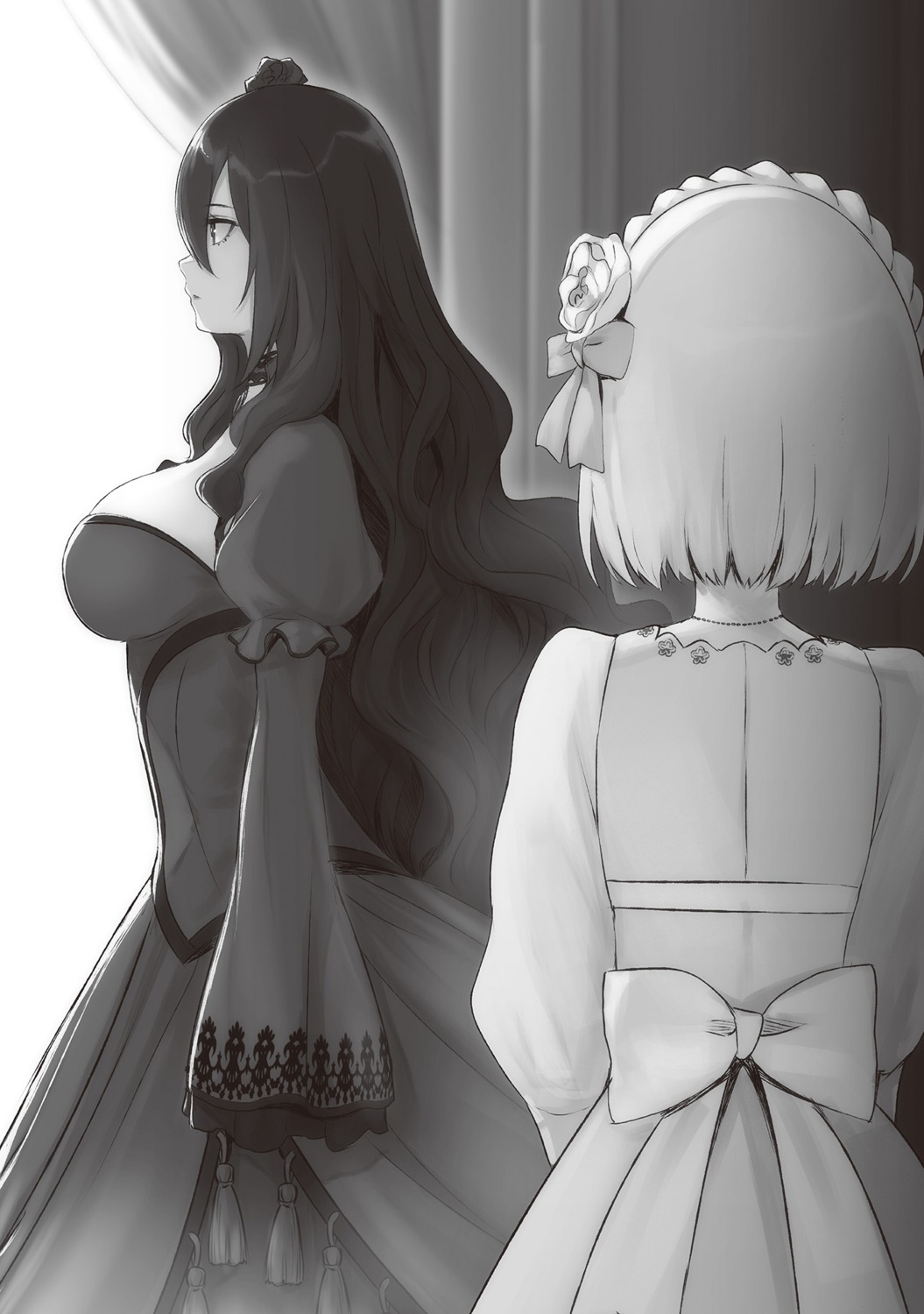 cleavage dress erisu_no_seihai monochrome yuunagi