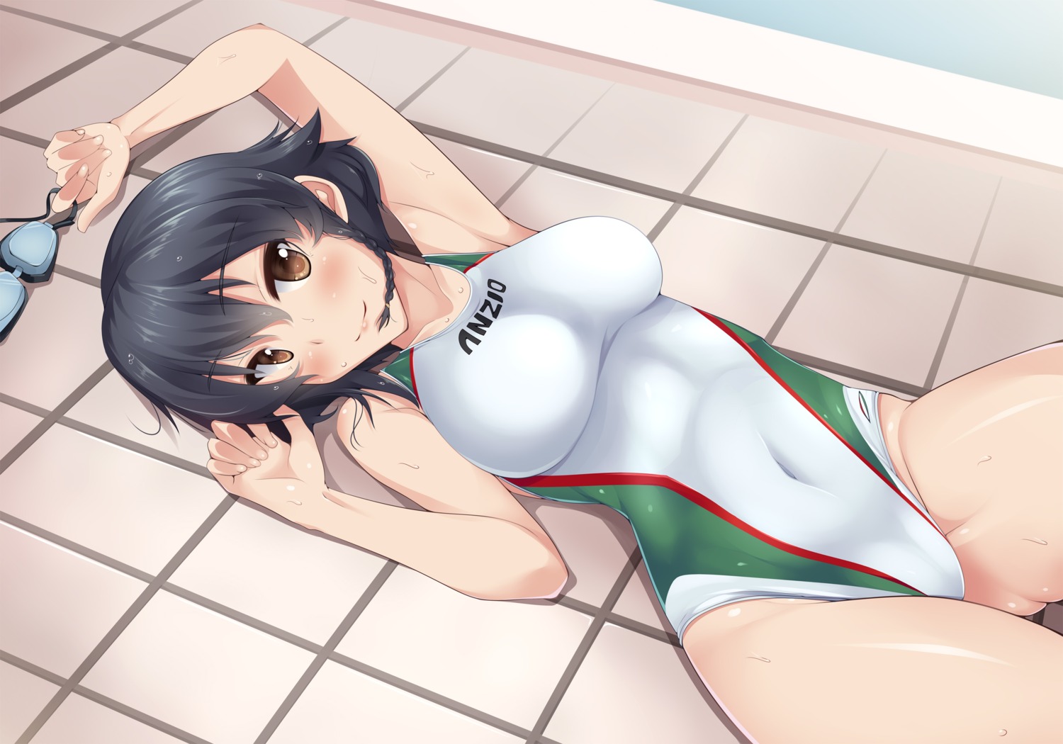 girls_und_panzer nksk pepperoni swimsuits wet