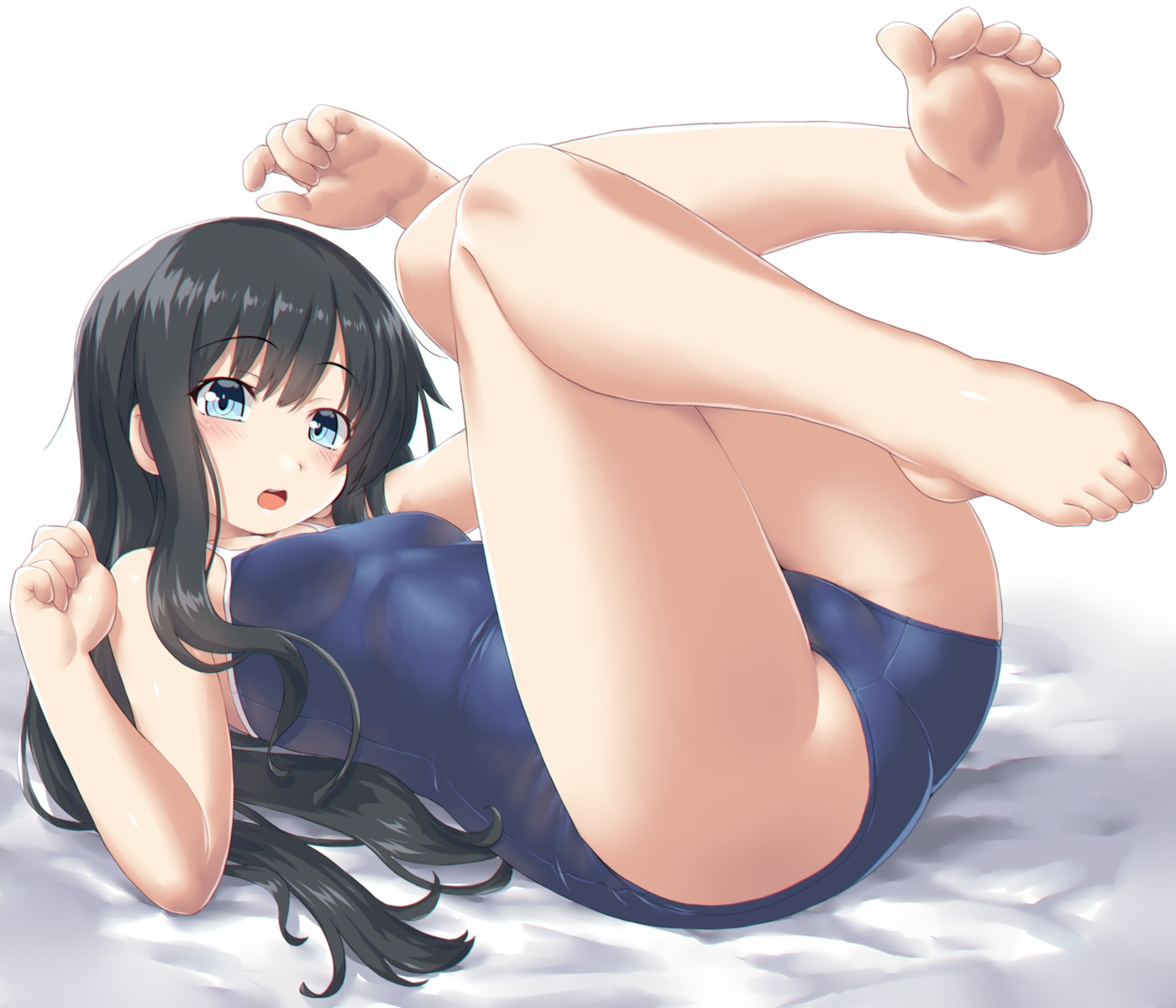 asashio_(kancolle) dd_(ijigendd) feet kantai_collection school_swimsuit swimsuits