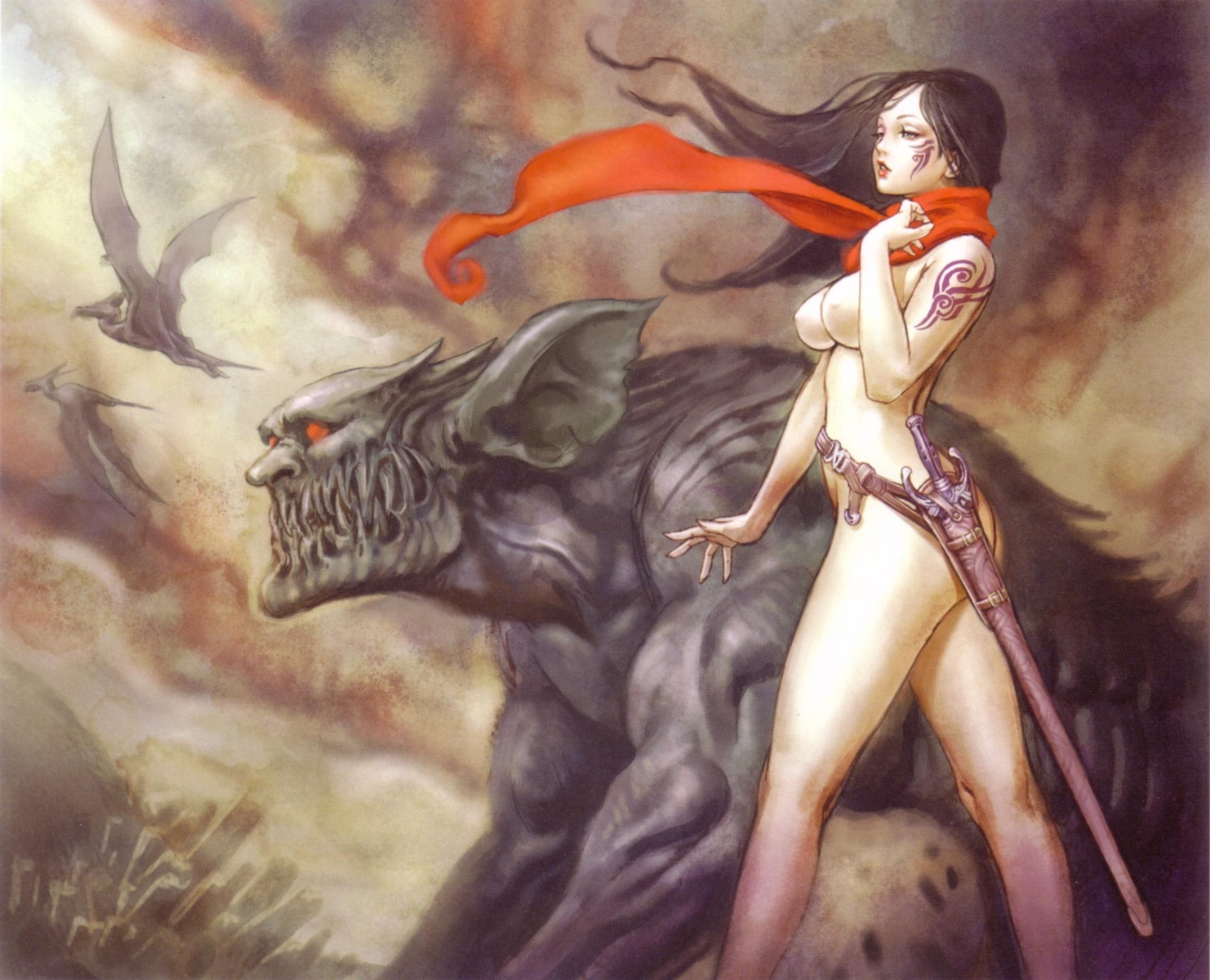 monster naked nipples sword yamashita_shunya