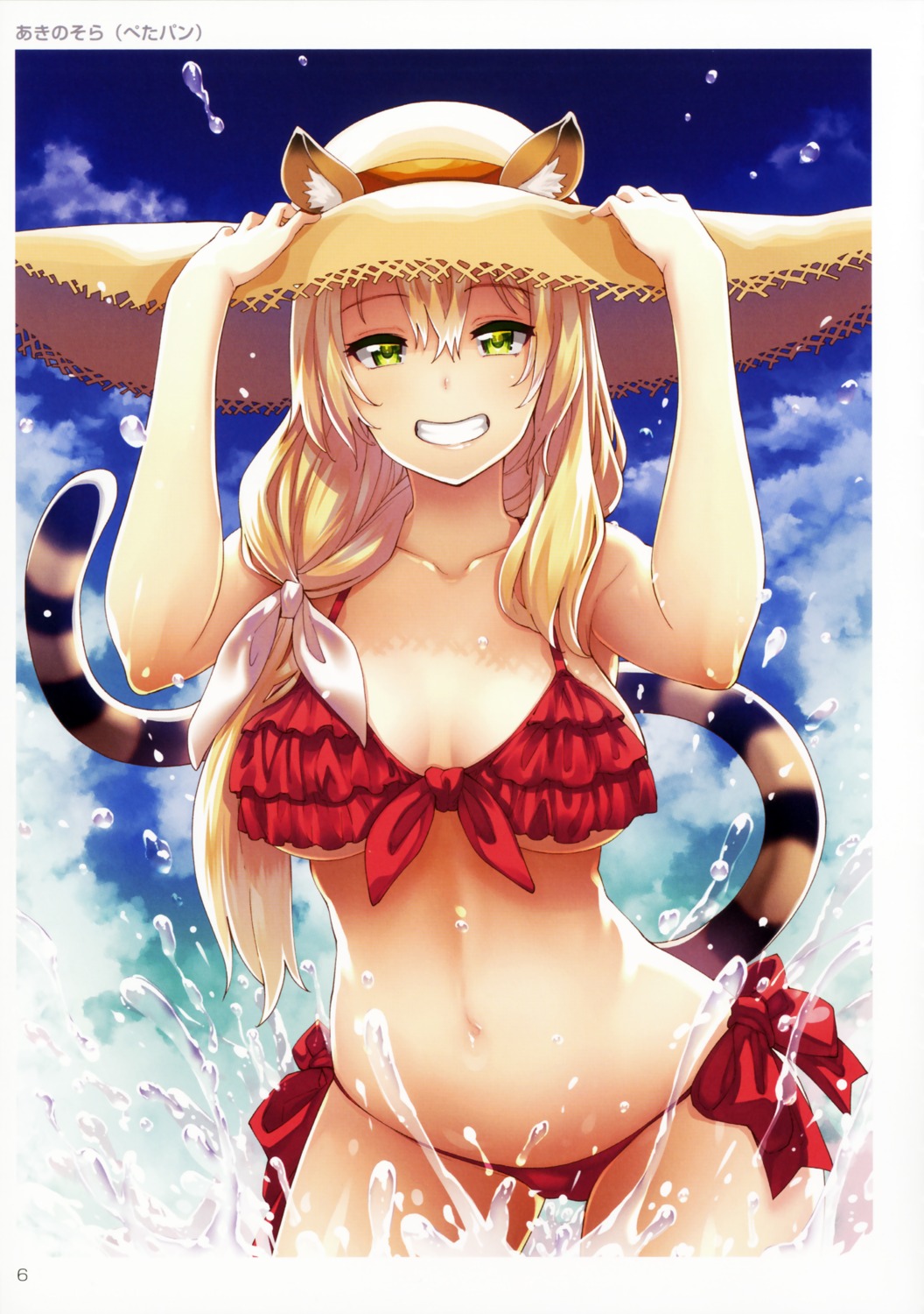 akino_sora animal_ears bikini cleavage swimsuits tail toranoana wet