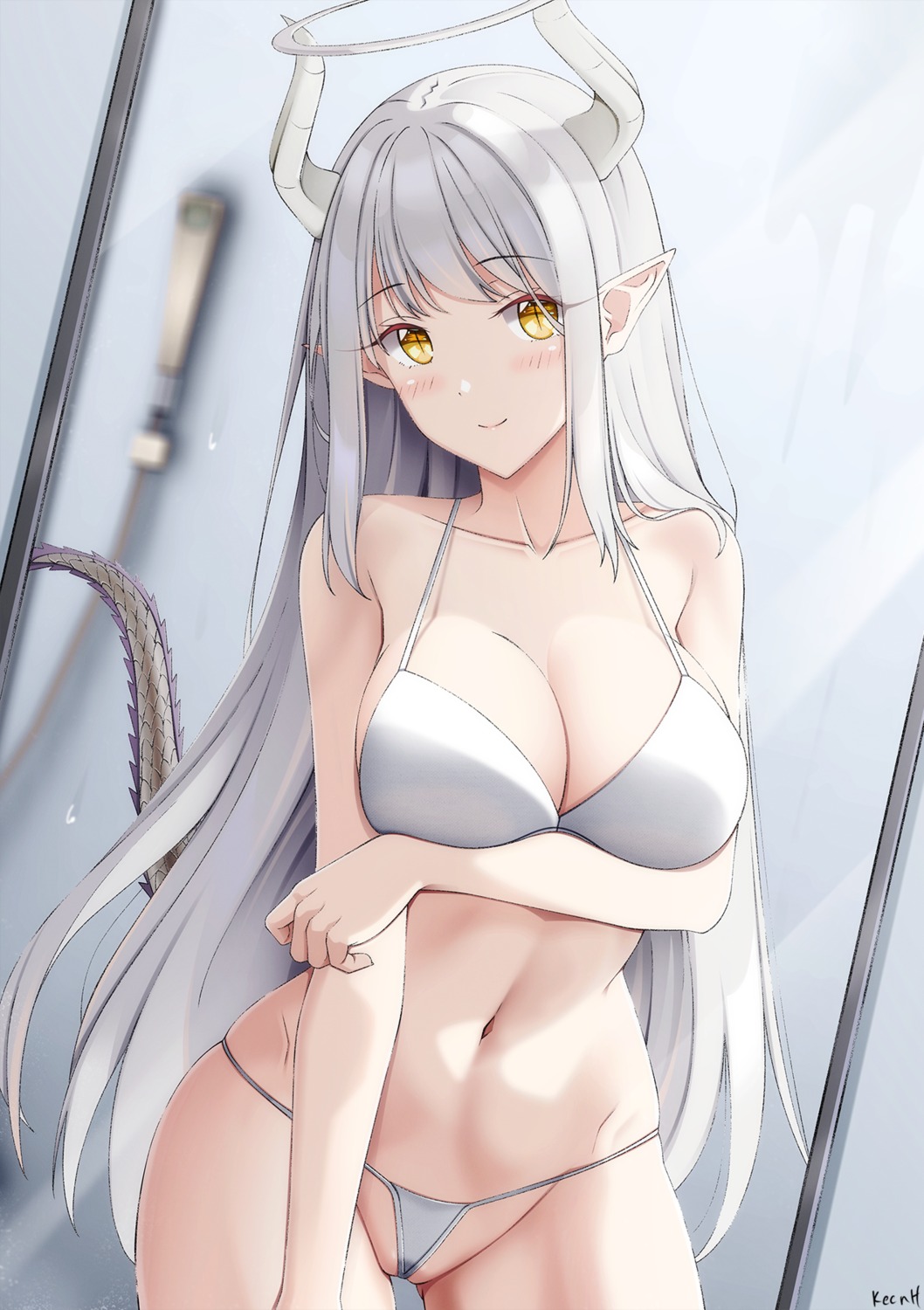 angel bikini horns keenh pointy_ears swimsuits tail