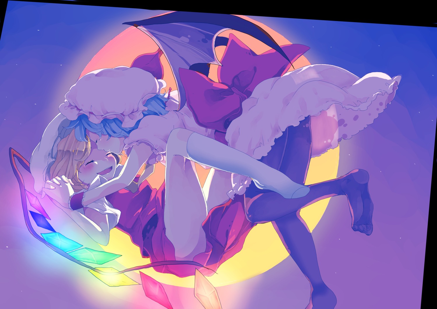 clover_(lapis_lazure) flandre_scarlet pantyhose remilia_scarlet touhou wings yuri