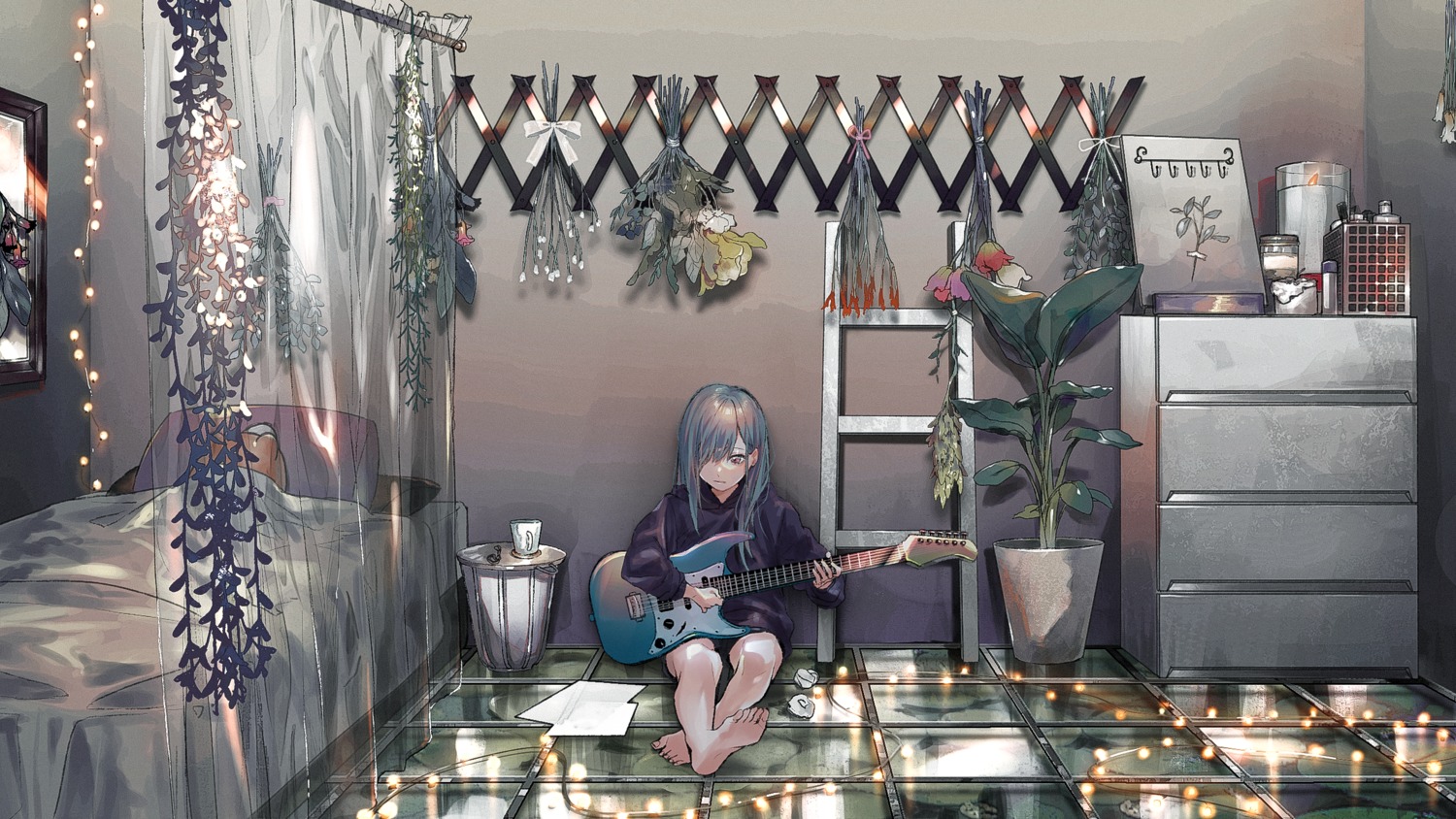 feet guitar hatsune_miku sinomi vocaloid wallpaper