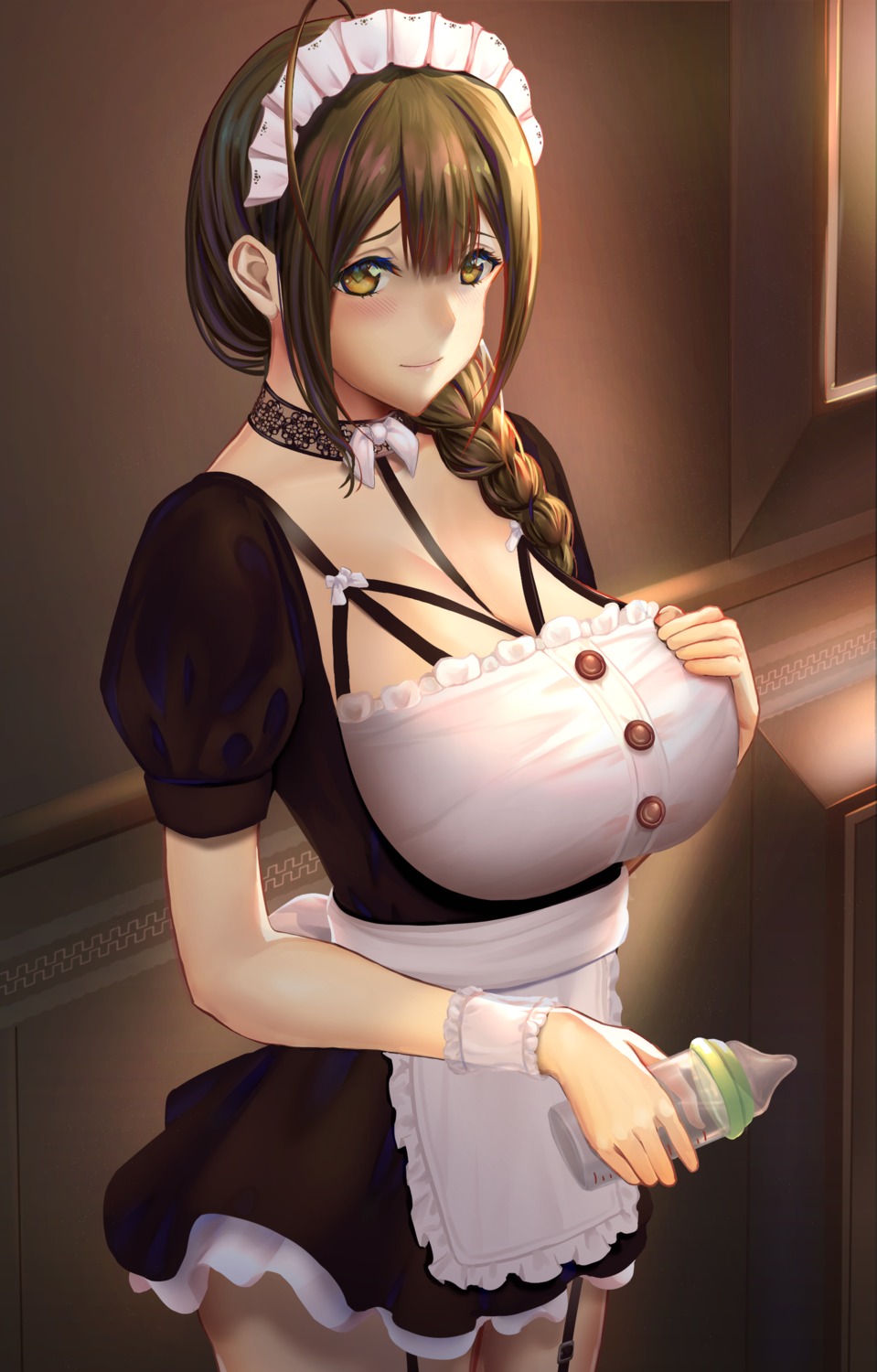 breast_hold cleavage kuwayama_chiyuki lanzer maid the_idolm@ster the_idolm@ster_shiny_colors