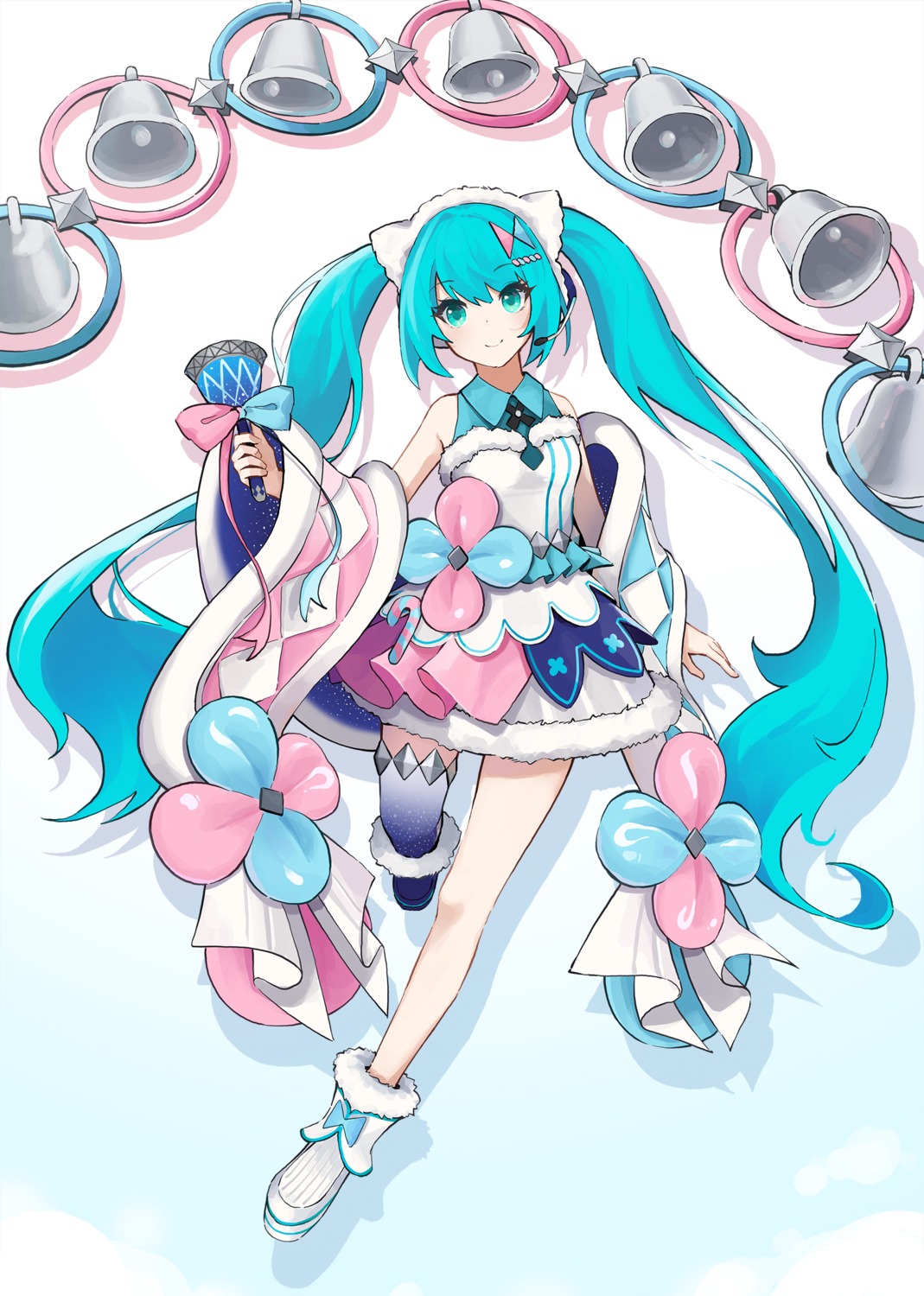 hatsune_miku headphones hwashin lolita_fashion magical_mirai thighhighs vocaloid