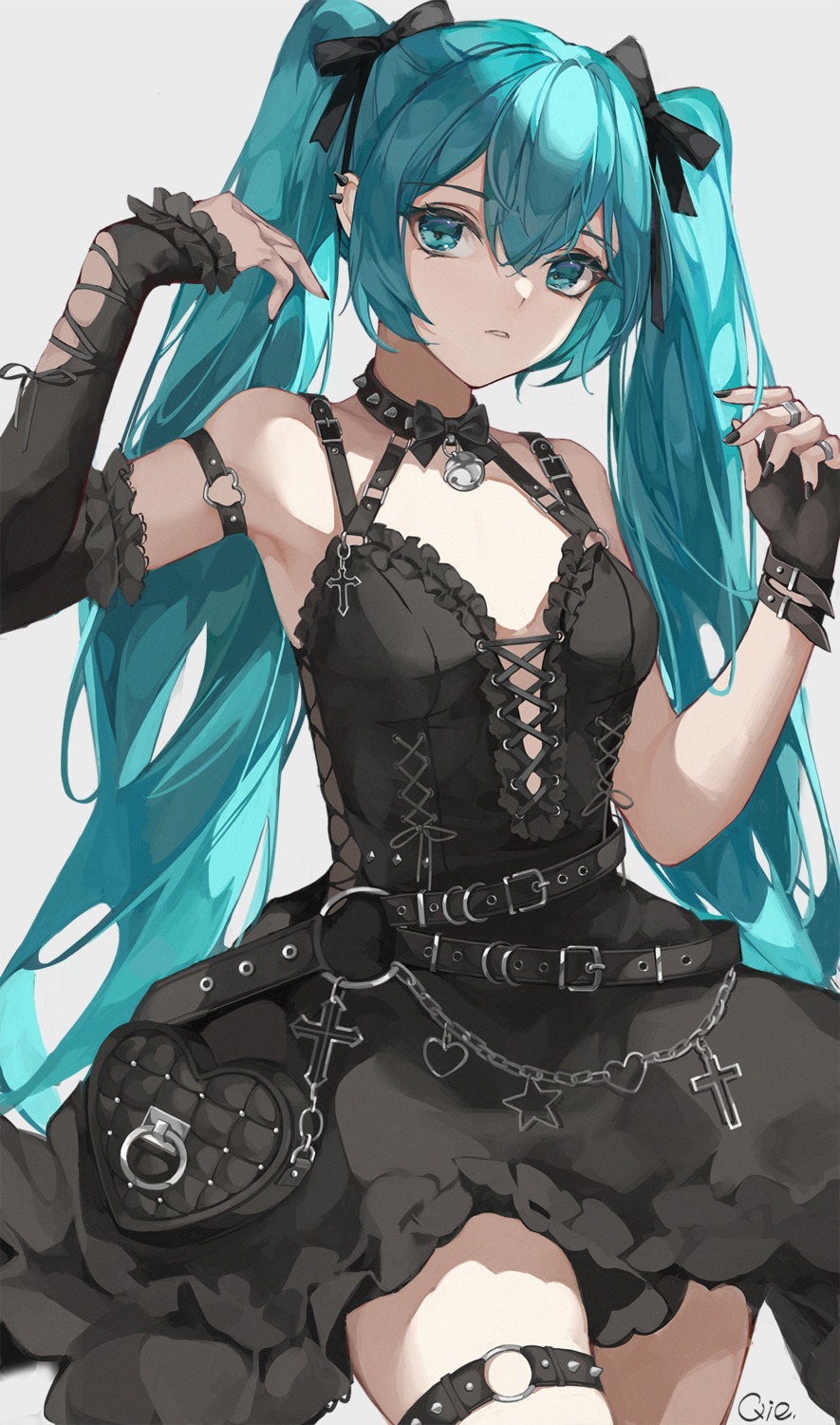 dress garter gothic_lolita hatsune_miku lolita_fashion no_bra qie_(25832912) vocaloid