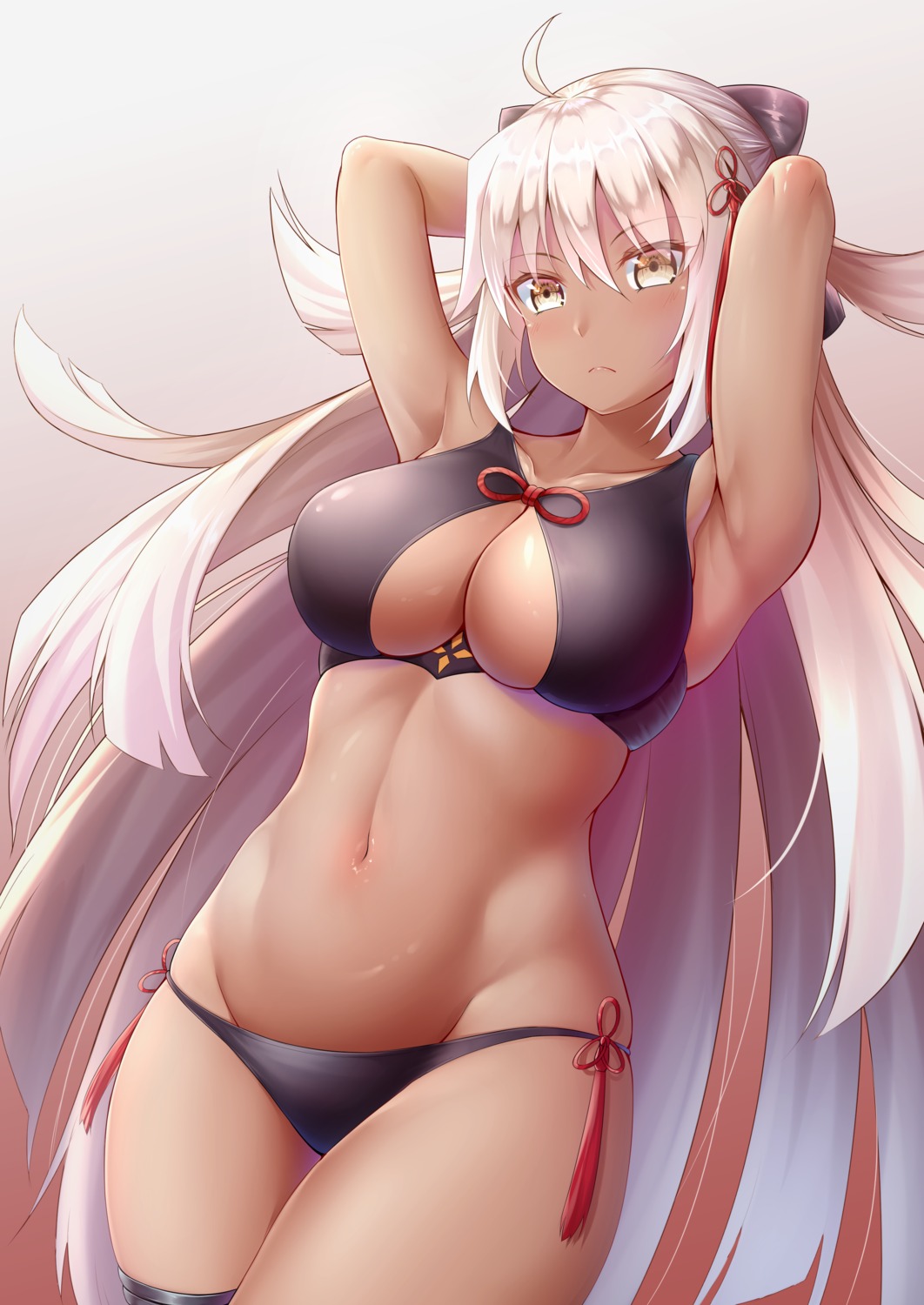 bikini cleavage fate/grand_order garter okita_souji_(alter)_(fate) swimsuits zuizhong