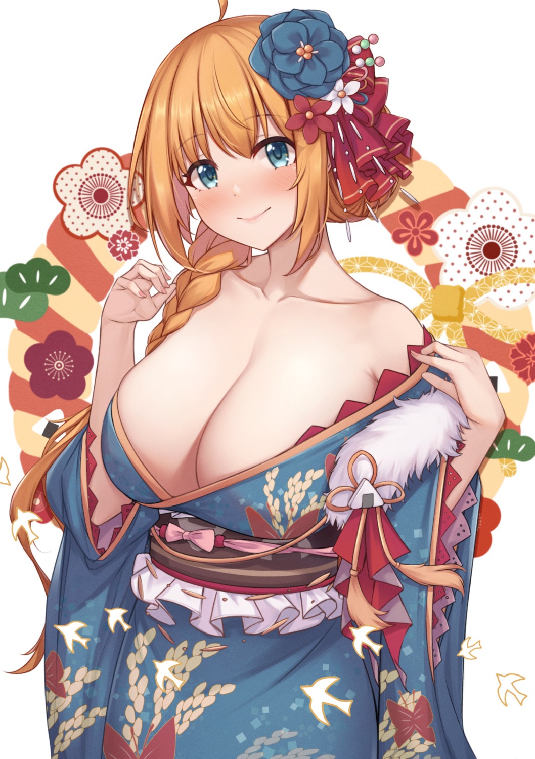 fou_zi kimono no_bra open_shirt pecorine princess_connect! princess_connect!_re:dive undressing