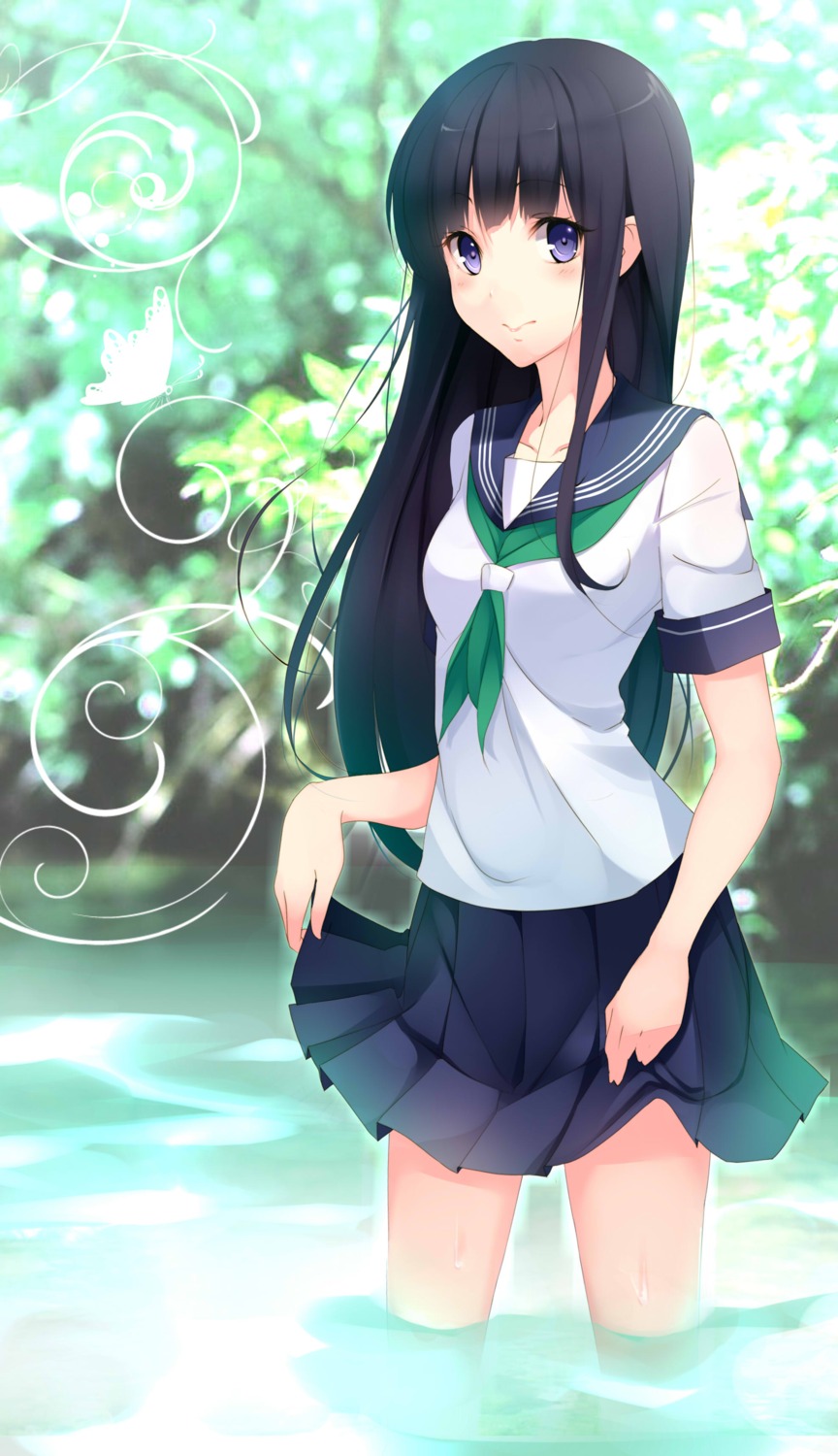 kujou_ichiso seifuku skirt_lift wet