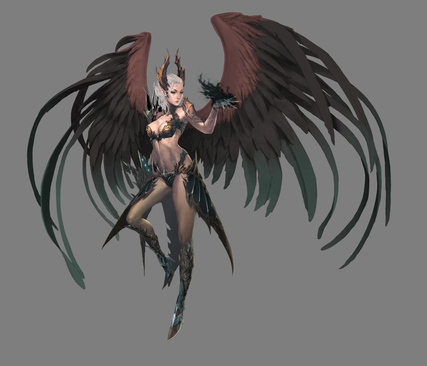 armor bikini_armor cleavage horns jeong_juno lineage lineage_2 transparent_png wings