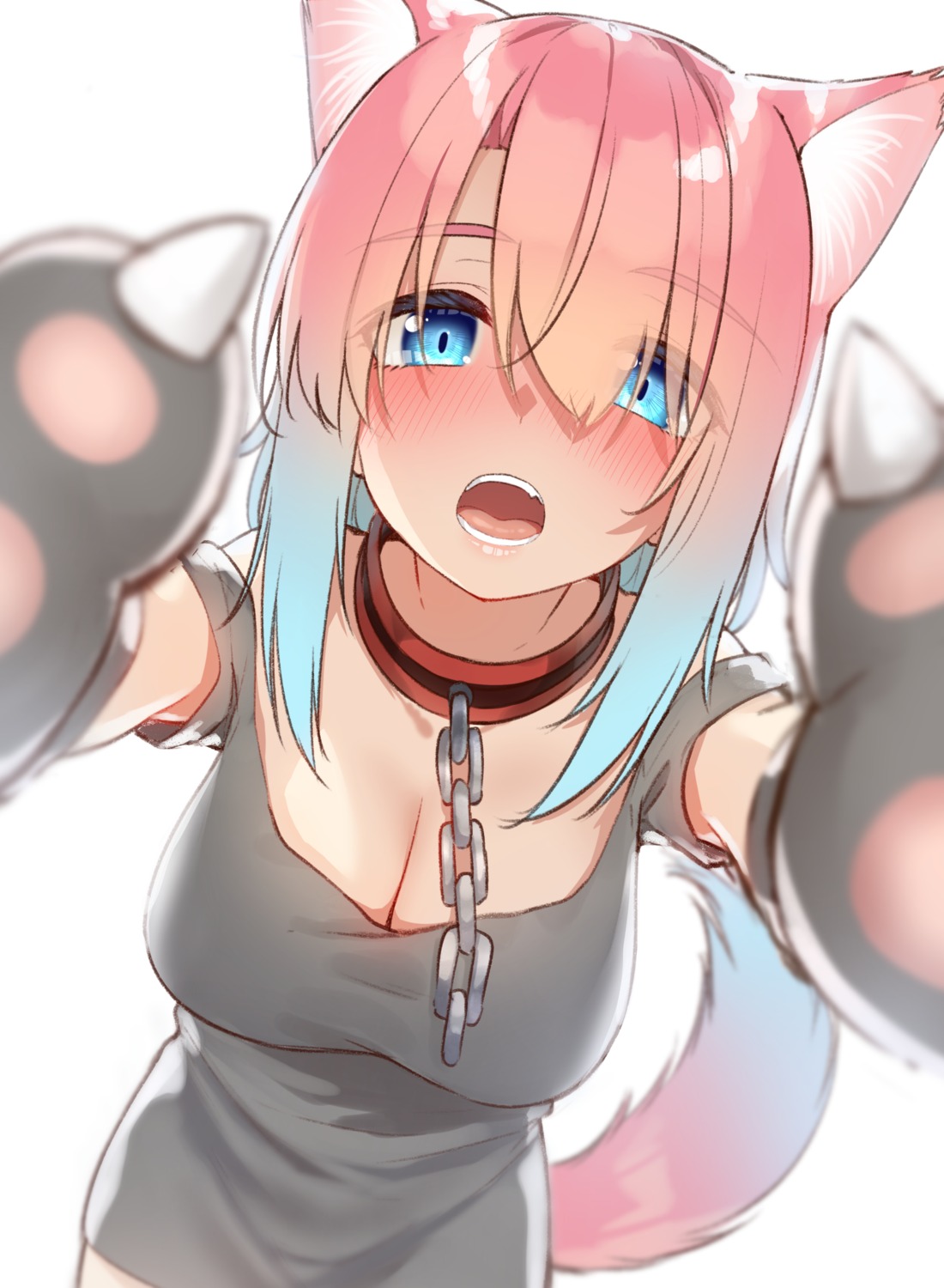 animal_ears cleavage dress go-1 miruku_(go-1) nekomimi tail