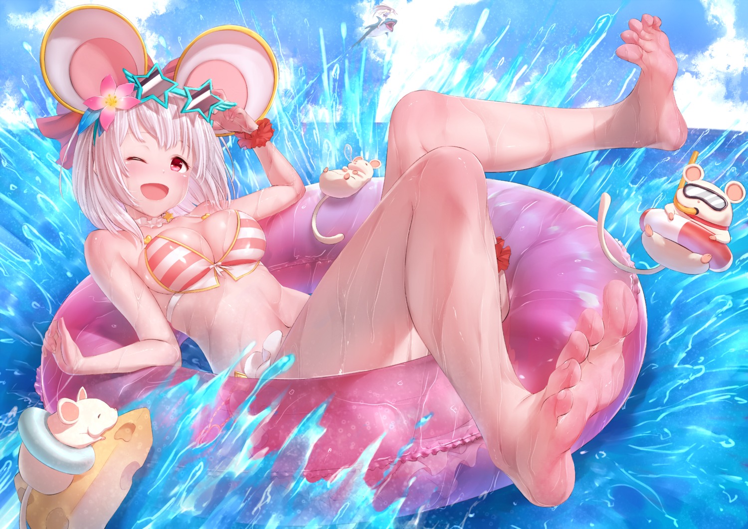 animal_ears bikini cleavage feet granblue_fantasy gundam00uc swimsuits vikala_(granblue_fantasy) wet