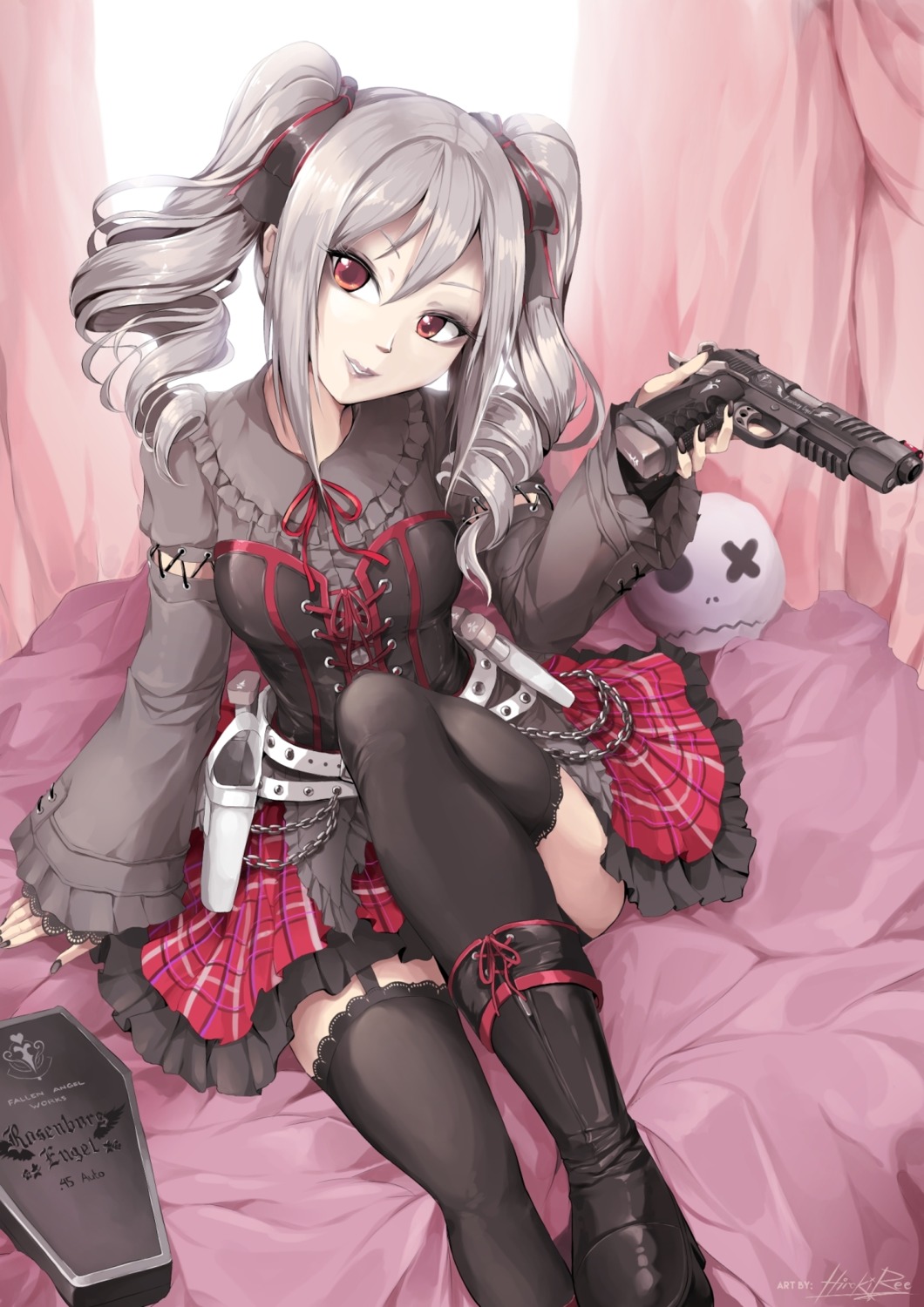 gothic_lolita gun hiroki_ree kanzaki_ranko lolita_fashion stockings the_idolm@ster the_idolm@ster_cinderella_girls thighhighs