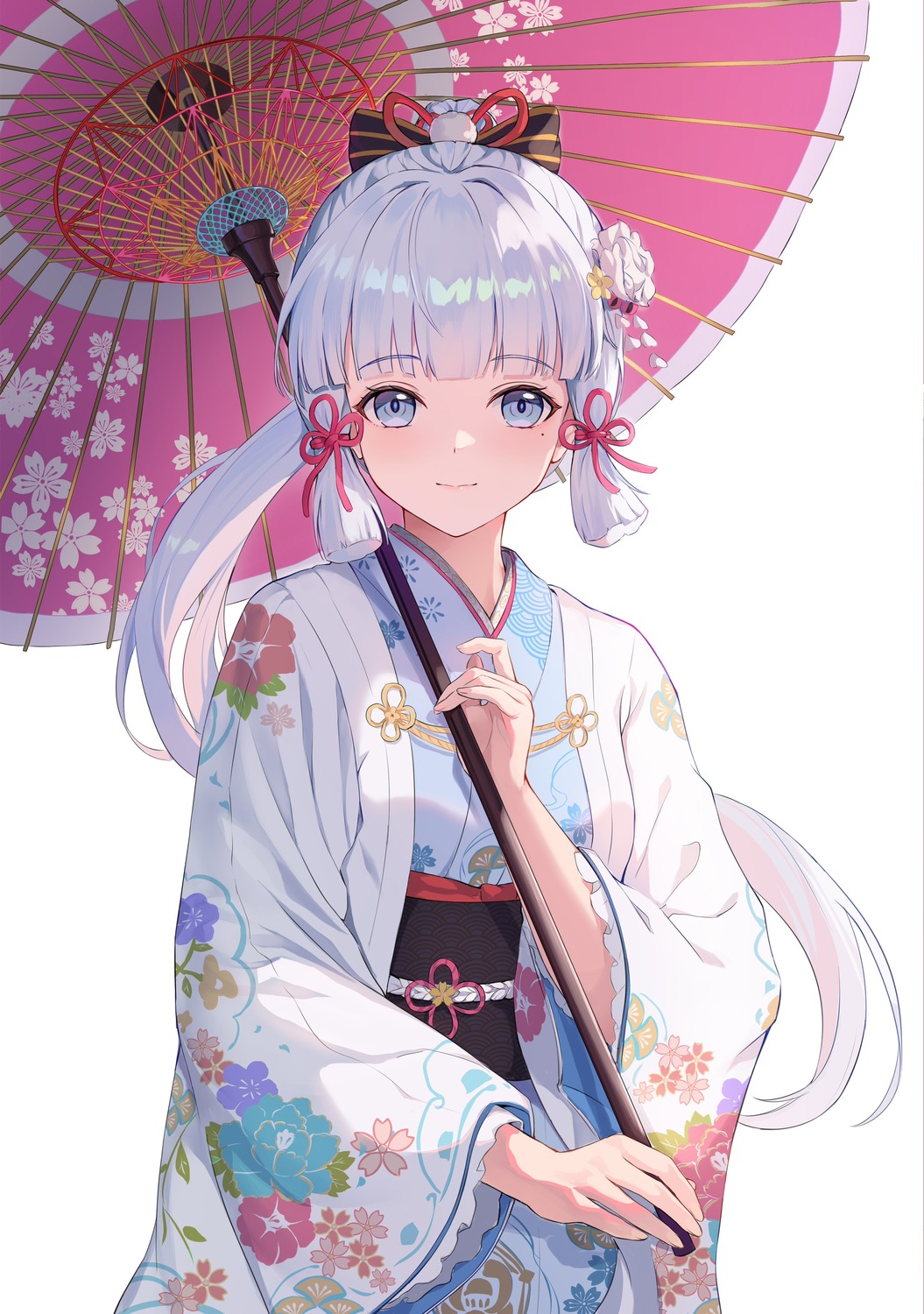 genshin_impact kamisato_ayaka kimono kizuna umbrella