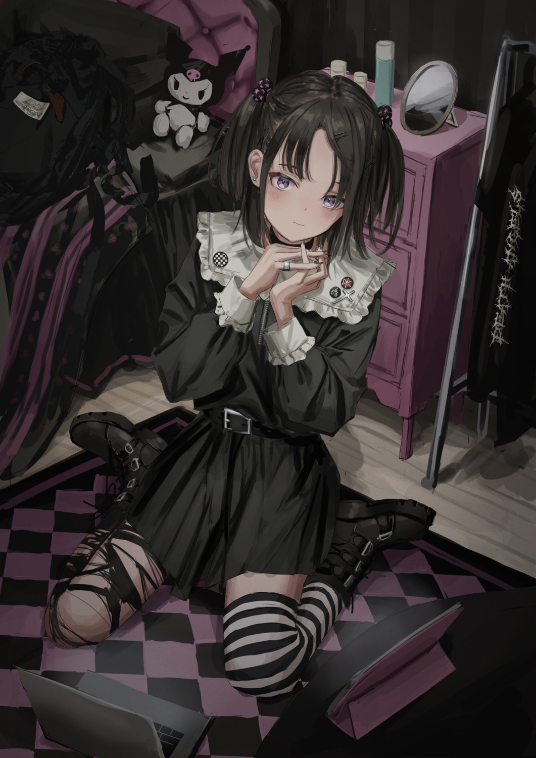 dress gothic_lolita lolita_fashion nadegata thighhighs torn_clothes