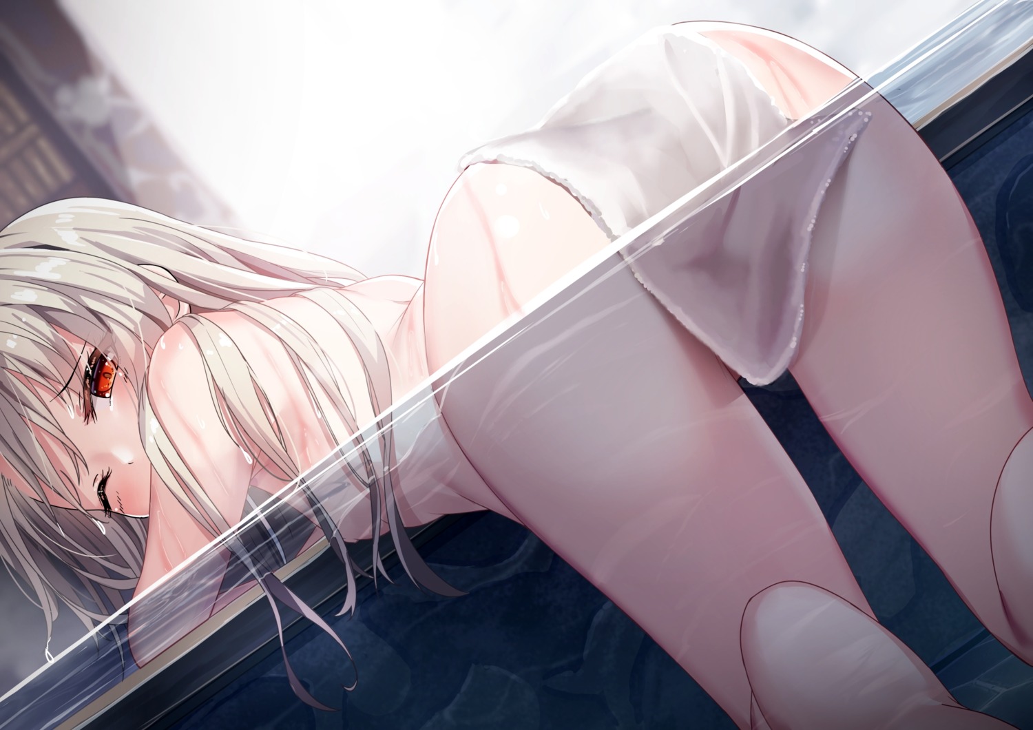 ass bathing fate/kaleid_liner_prisma_illya fate/stay_night fate/stay_night_unlimited_blade_works illyasviel_von_einzbern loli naked onsen towel wet yan_(nicknikg)