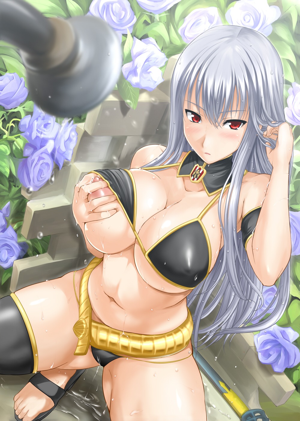 bikini breast_grab breasts hamo nipples selvaria_bles swimsuits valkyria_chronicles wet