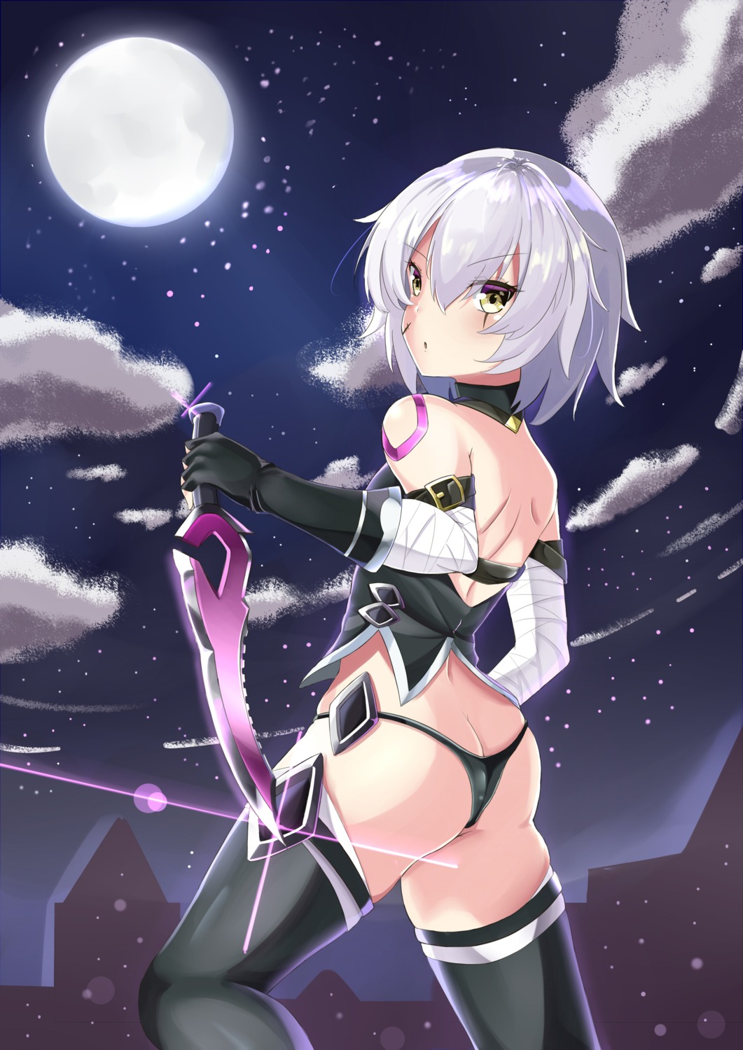 arikawarui ass bandages fate/apocrypha fate/stay_night jack_the_ripper pantsu stockings tattoo thighhighs weapon