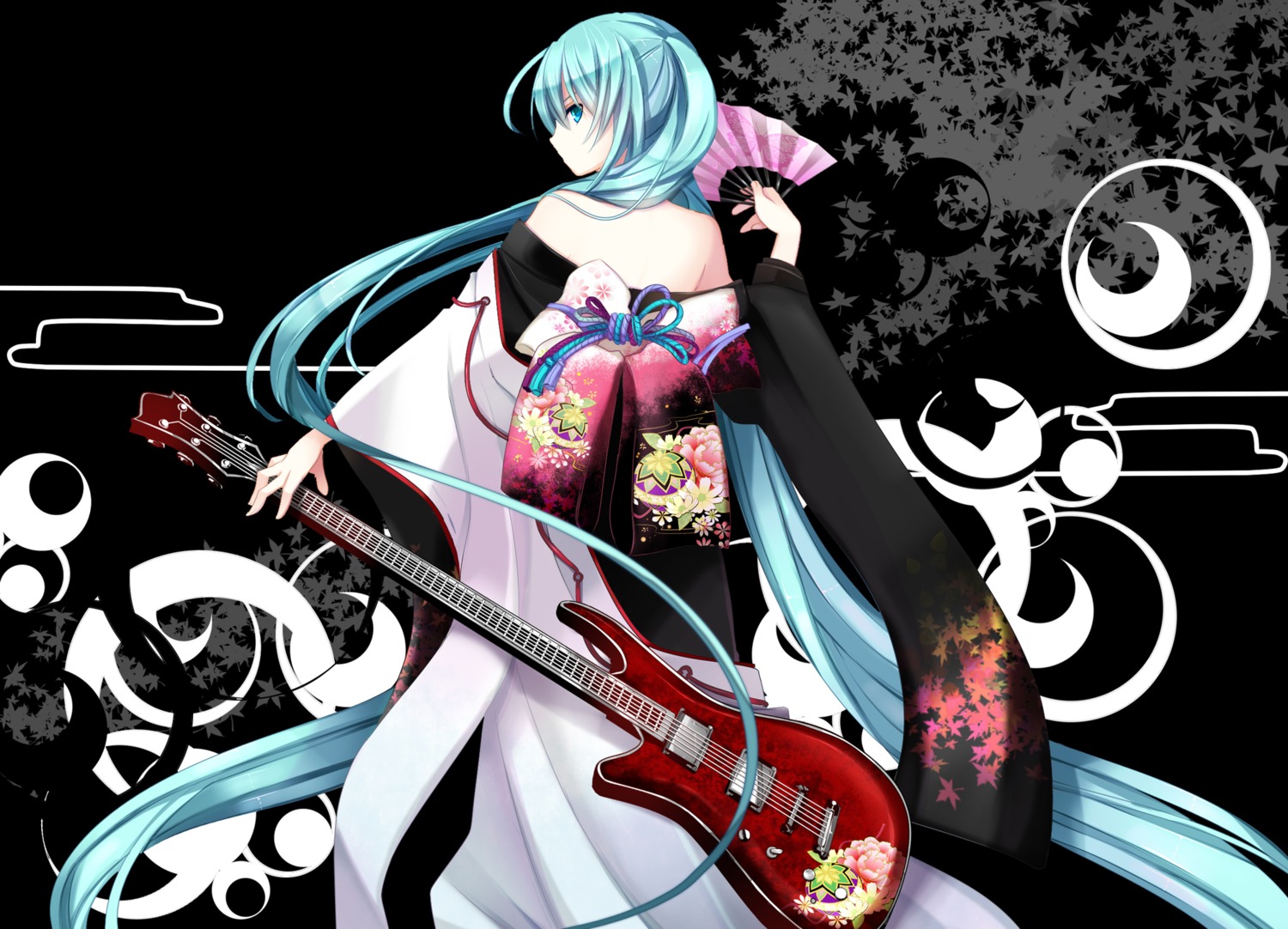 guitar hatsune_miku kimono vocaloid yuuki_kira