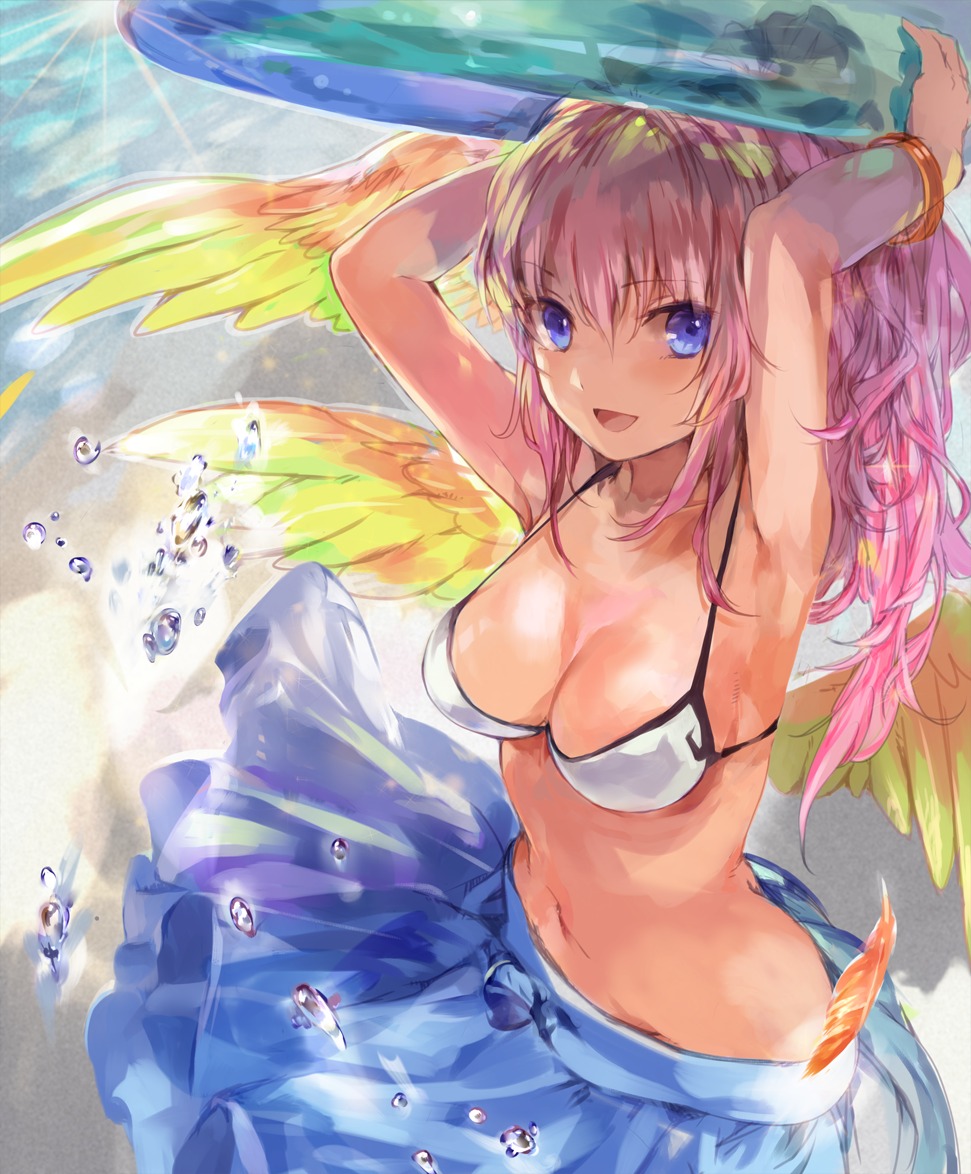 bikini cleavage nove_(legge) puzzle_&_dragons swimsuits wings