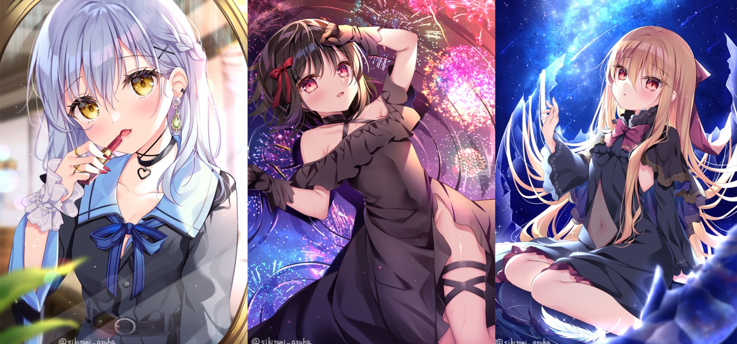 dress fishnets garter kiginu_yuu luri_tear see_through seifuku shikitani_asuka