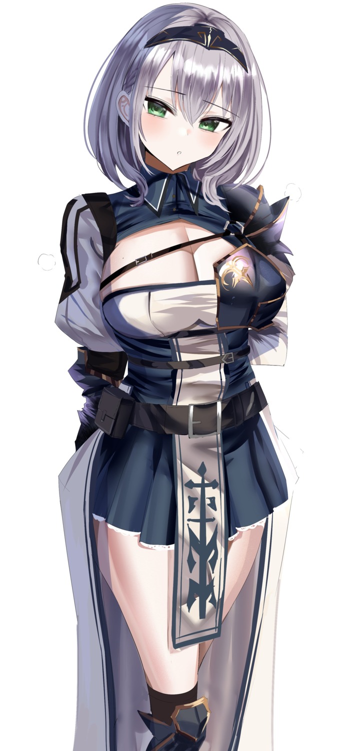 armor hanasaka_houcha hololive no_bra shirogane_noel thighhighs