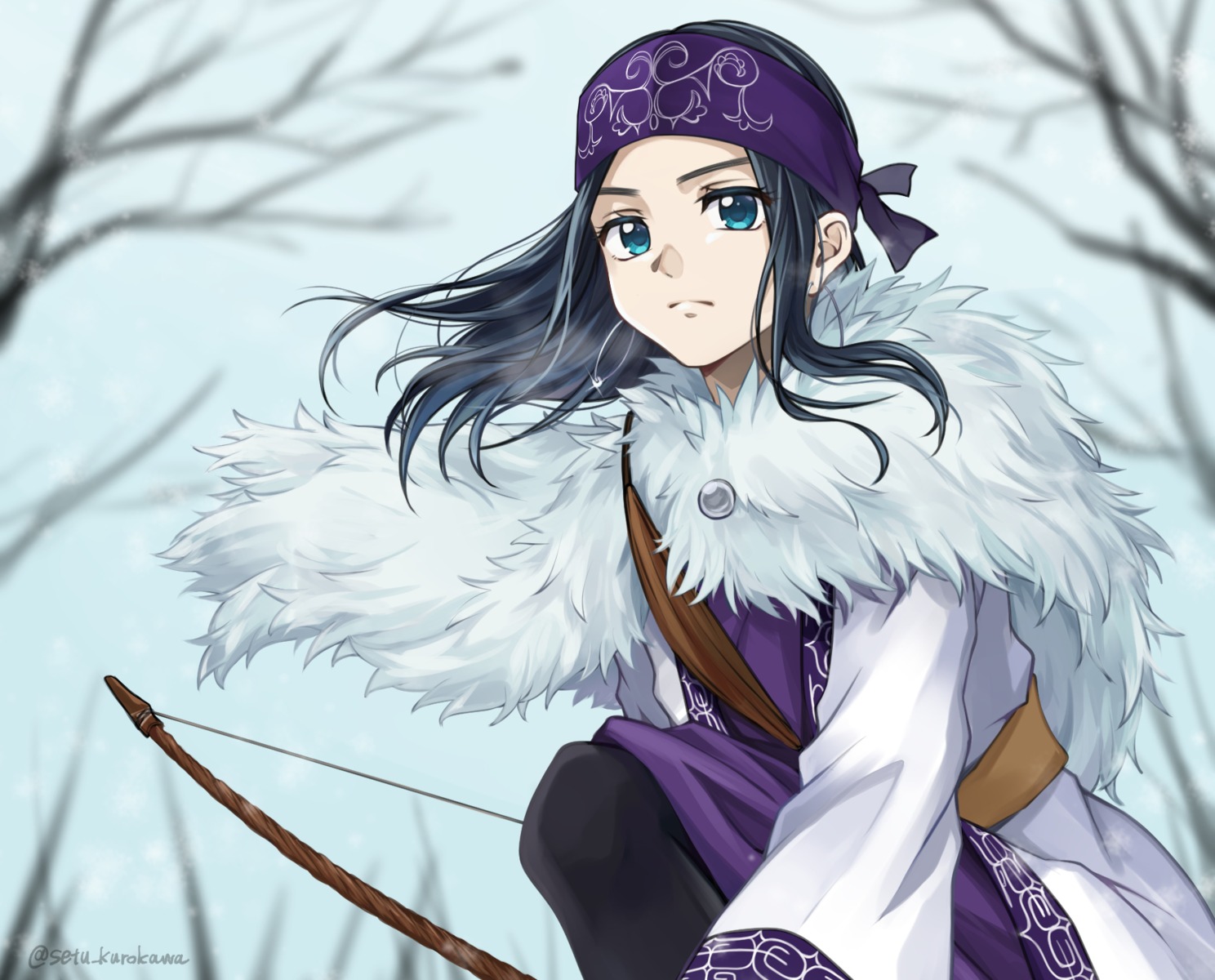 asian_clothes asirpa golden_kamuy setu_kurokawa weapon