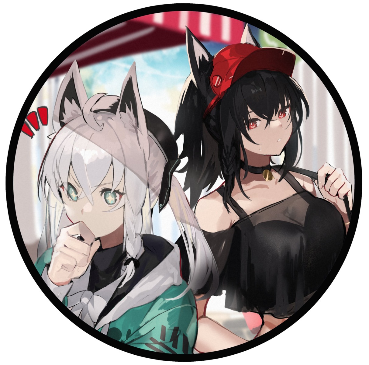 animal_ears hololive hololive_gamers kitsune kurokami_fubuki see_through shirakami_fubuki yakihoko