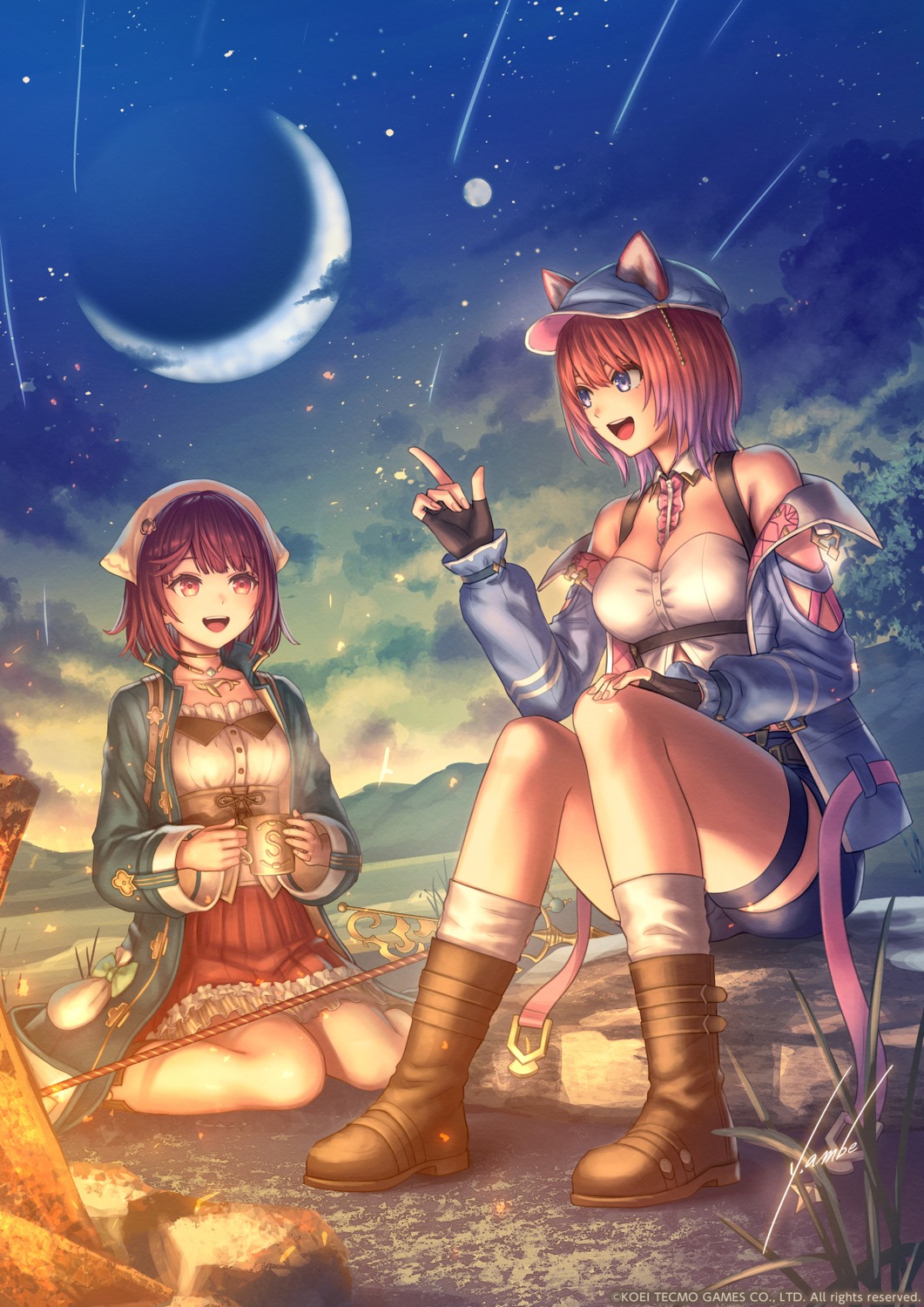anbe_yoshirou animal_ears atelier atelier_resleriana atelier_sophie corset garter inumimi koei_tecmo no_bra rias_eidreise sophie_neuenmuller weapon