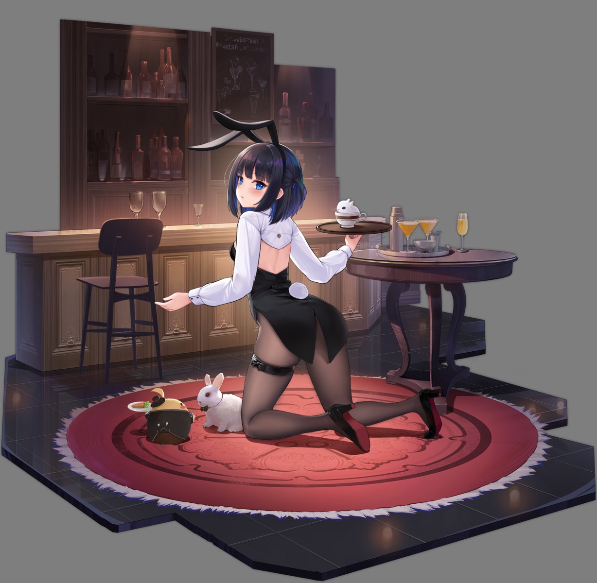 acasta_(azur_lane) allenes animal_ears ass azur_lane bunny_ears bunny_girl garter heels manjuu_(azur_lane) no_bra pantyhose tail transparent_png