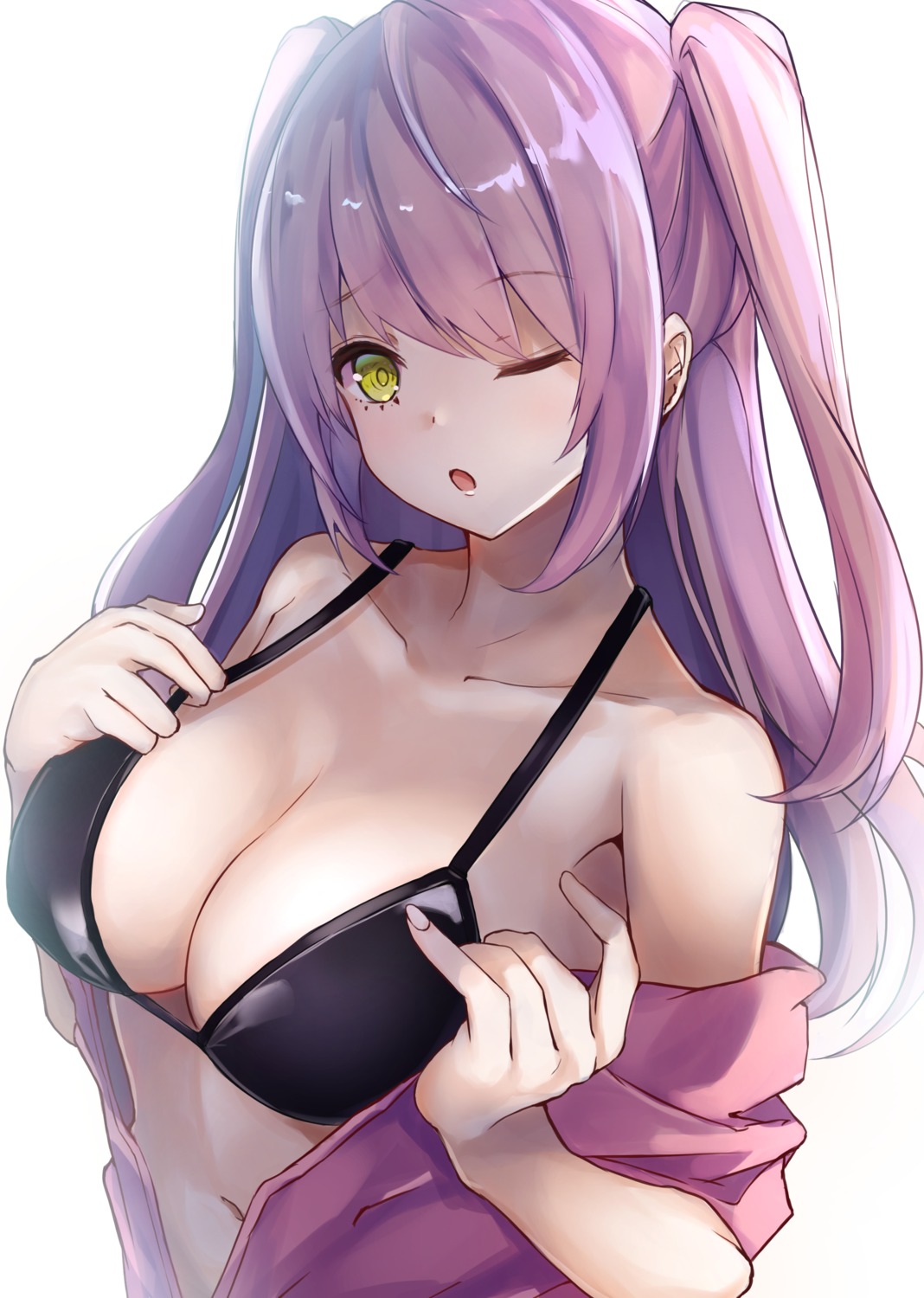 bikini_top cleavage kurohikage open_shirt swimsuits