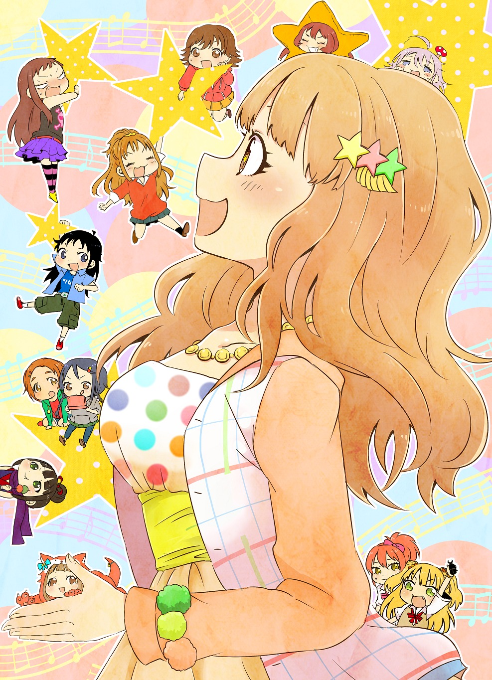 chibi hamaguchi_ayame hino_akane_(idolm@ster) honda_mio ichihara_nina jougasaki_mika jougasaki_rika koseki_reina koshimizu_sachiko miyoshi_sana moroboshi_kirari nanjou_hikaru ryuuzaki_kaoru the_idolm@ster the_idolm@ster_cinderella_girls the_idolm@ster_cinderella_girls_u149 ueda_suzuho warabeshi