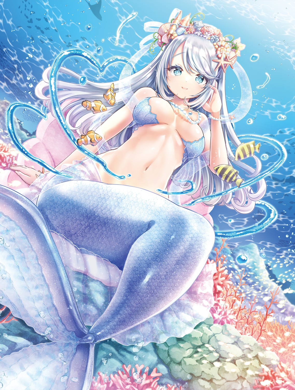 bikini_top kamiya_zuzu mermaid monster_girl swimsuits tail