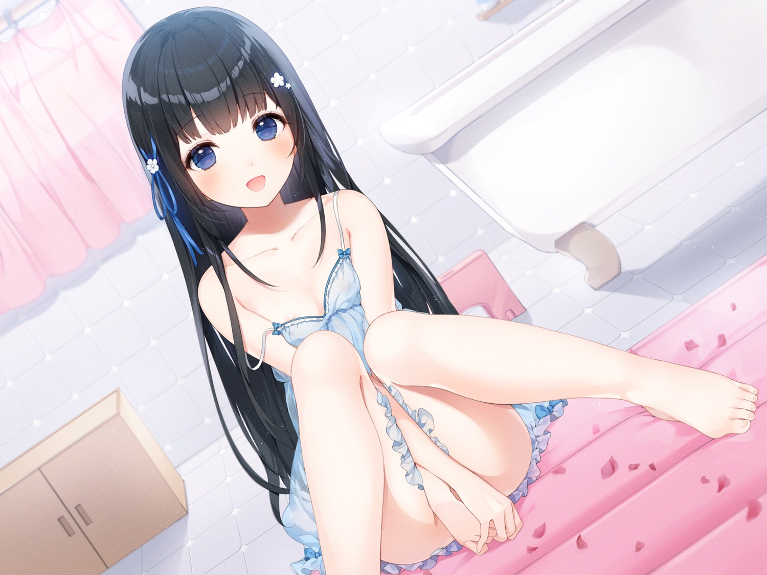 a20_(atsumaru) areola lingerie loli no_bra nopan see_through skirt_lift