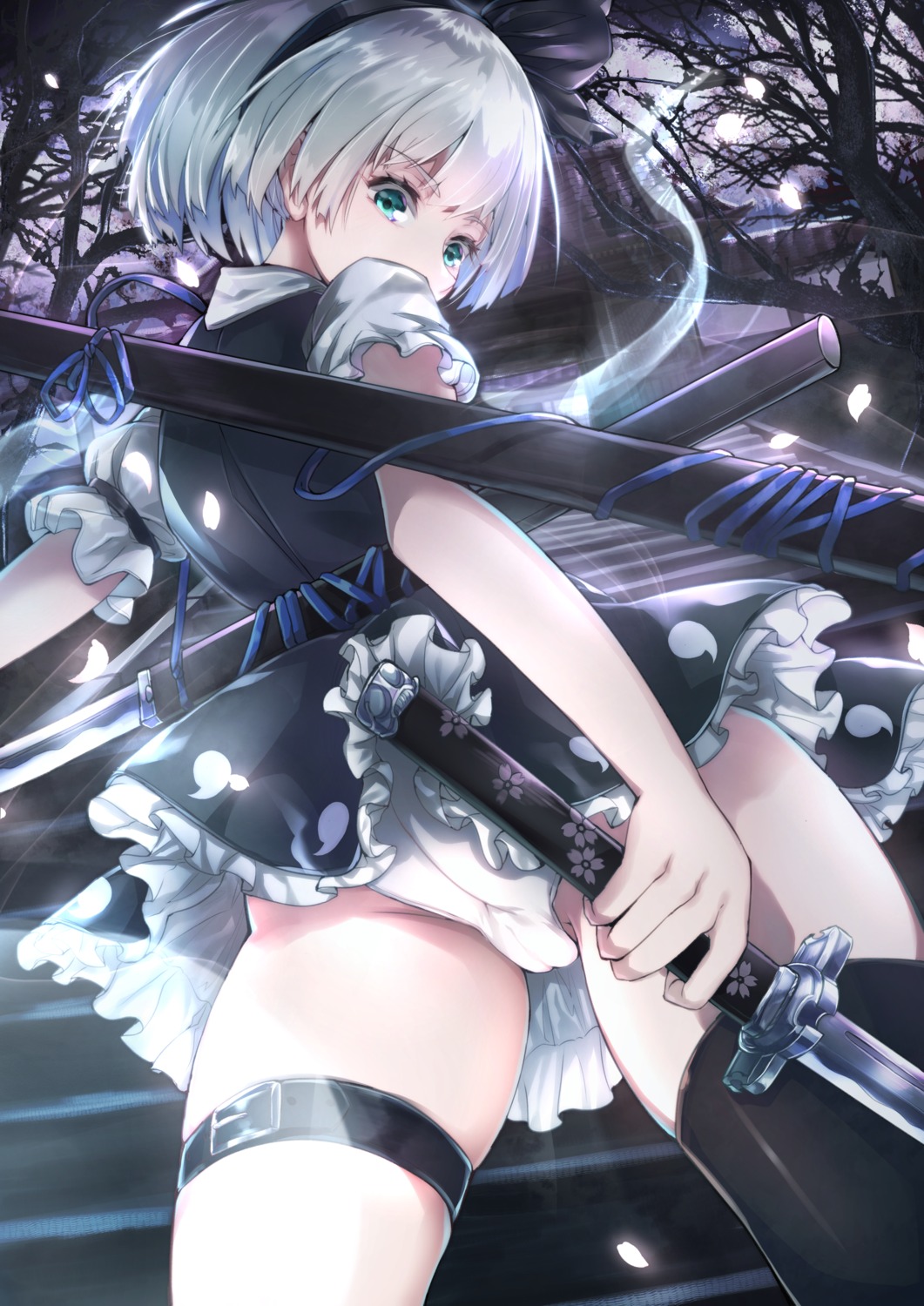 ass cameltoe daiya dress garter konpaku_youmu pantsu sword thighhighs touhou