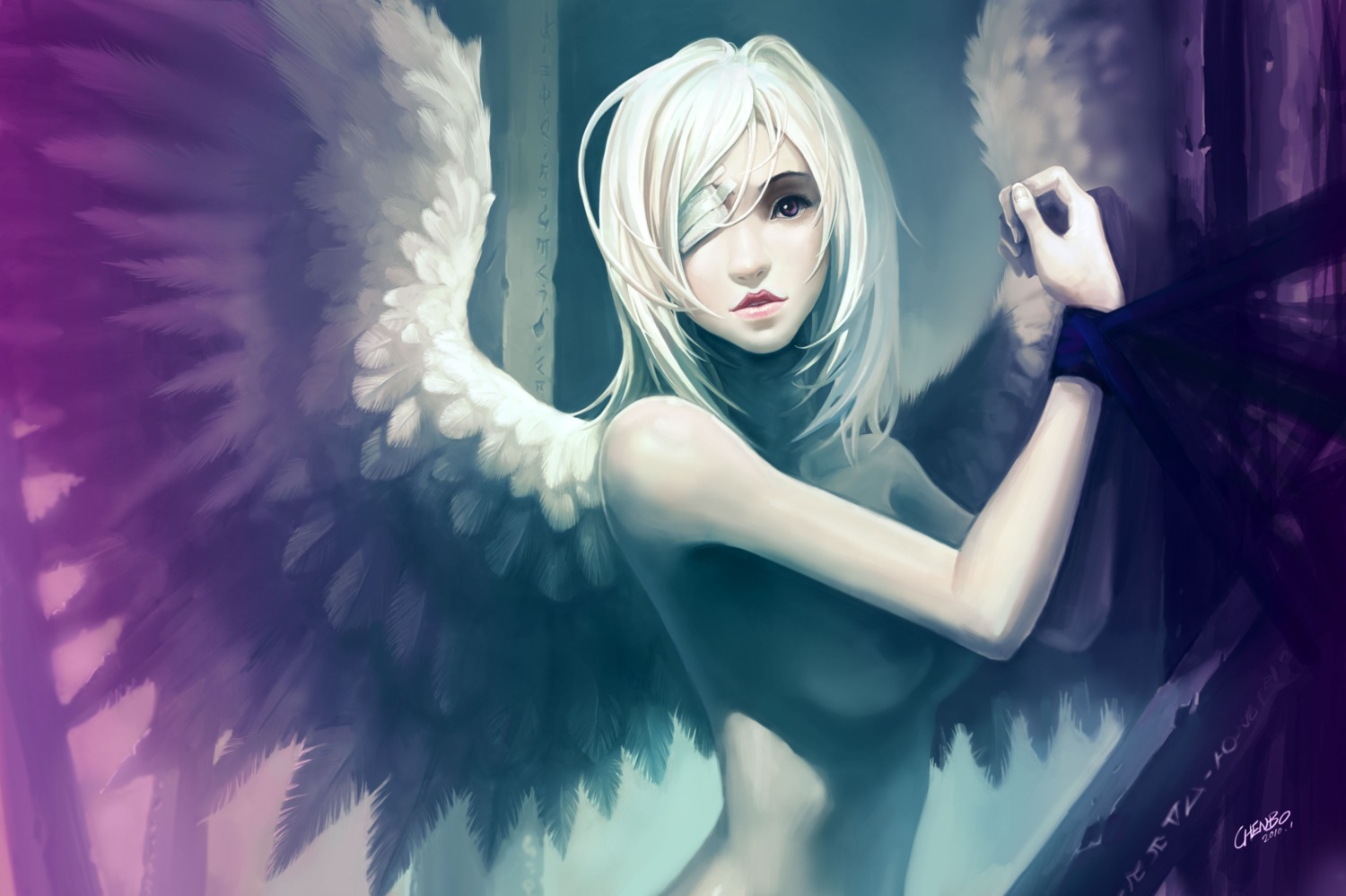 angel chenbo eyepatch naked wings
