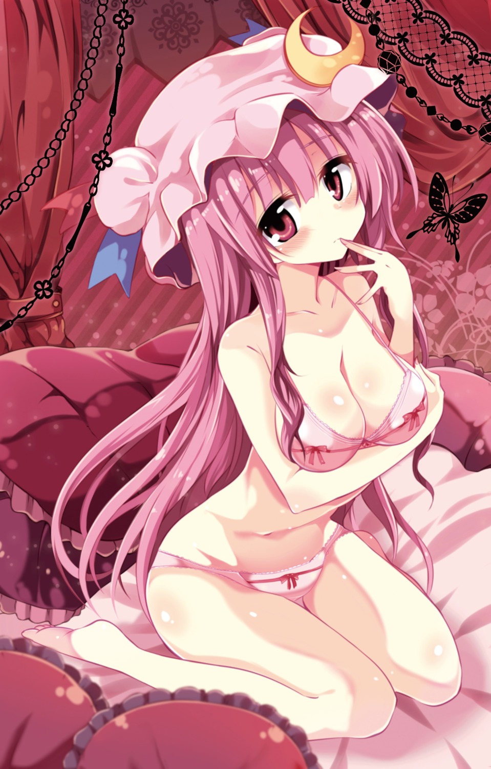 bra breast_hold cleavage matsuri_uta pantsu patchouli_knowledge touhou