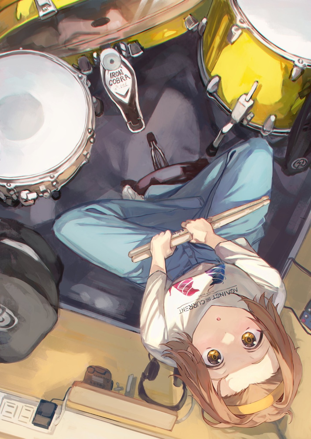 headphones k-on! otsudou tainaka_ritsu