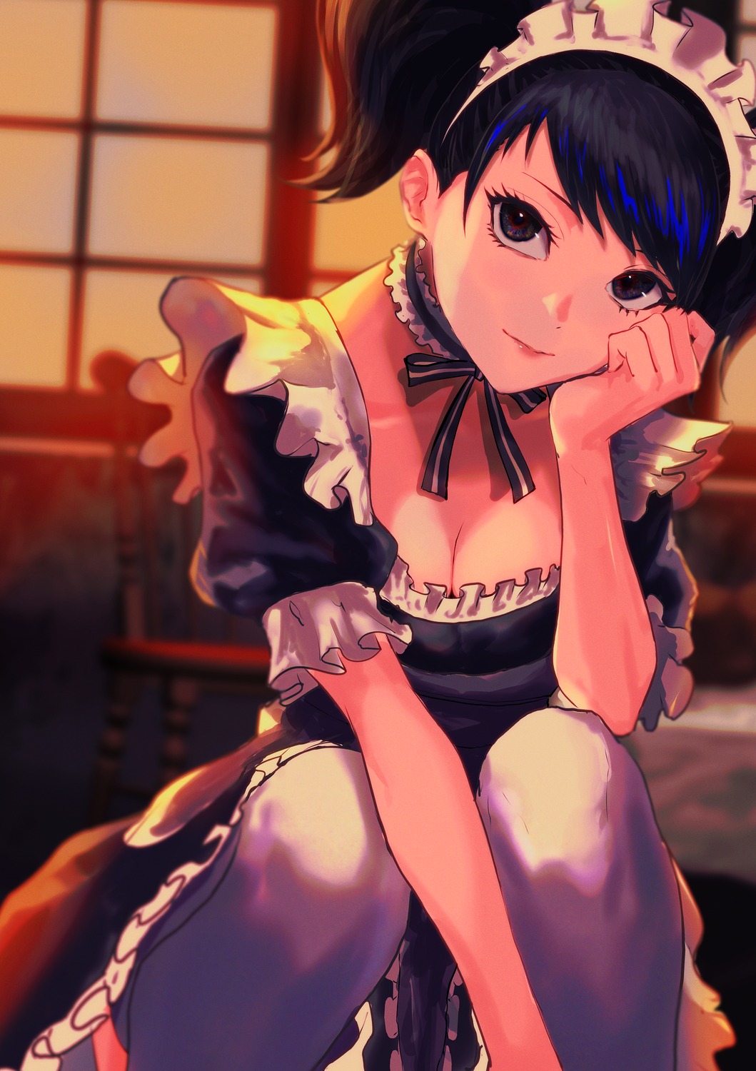 cleavage kawakami_sadayo maid megaten persona persona_5 thighhighs yuu_(primenumber7)