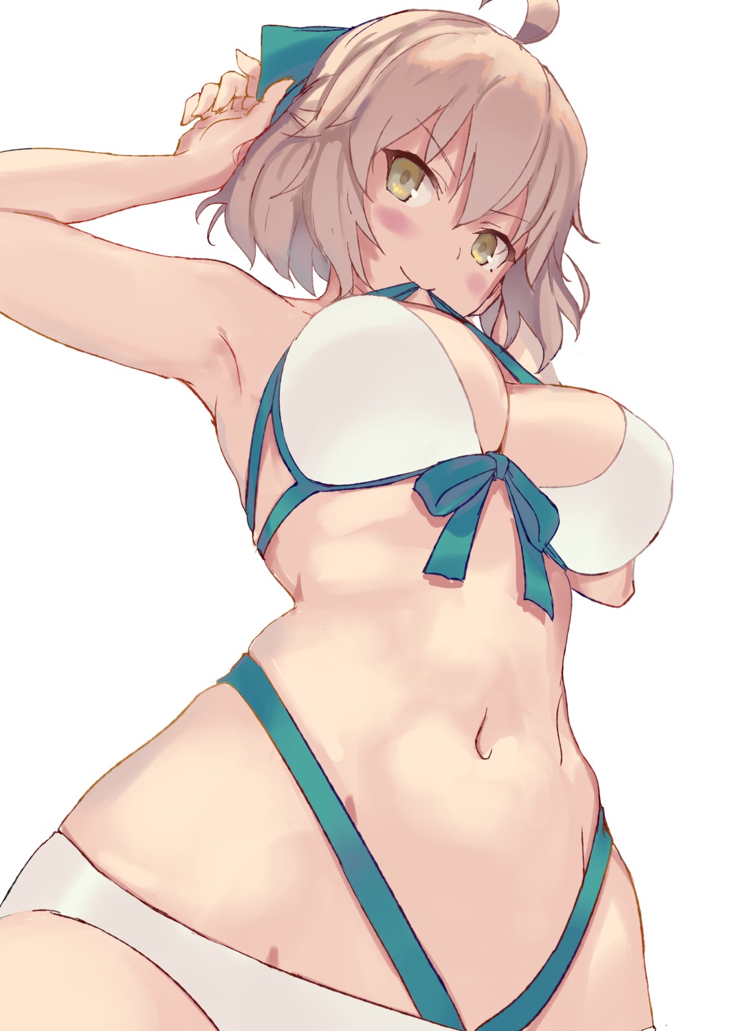 bikini cleavage fate/grand_order nishin_(nsn_0822) okita_souji_(fate) swimsuits